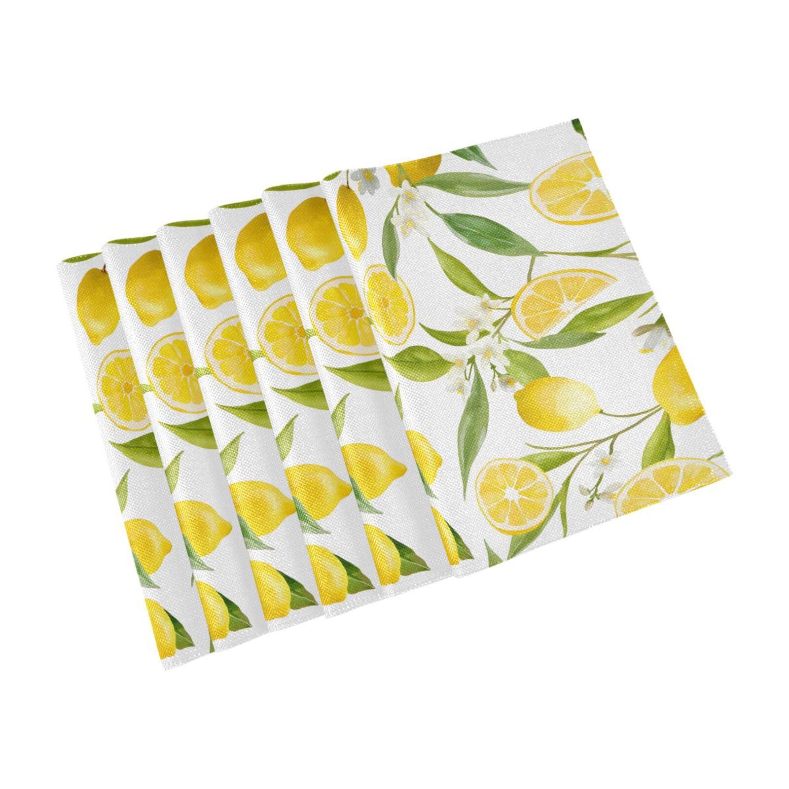 Juego de 6 manteles individuales de flores de limón lavables, antideslizantes, resistentes al calor, para el hogar, cocina, comedor, fiesta, 12 x 45 cm