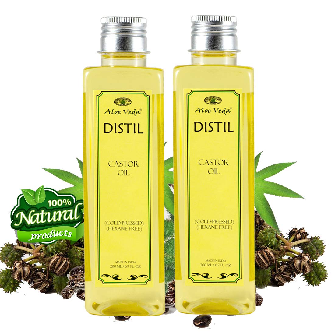 Aloe Veda Distil Cold-Pressed Castor Oil for Hair Growth, Skin Care, Moisturising Dry Skin, Nails, Eyelash Combo Pack -400 ML (2 x 200 ML)-image-28