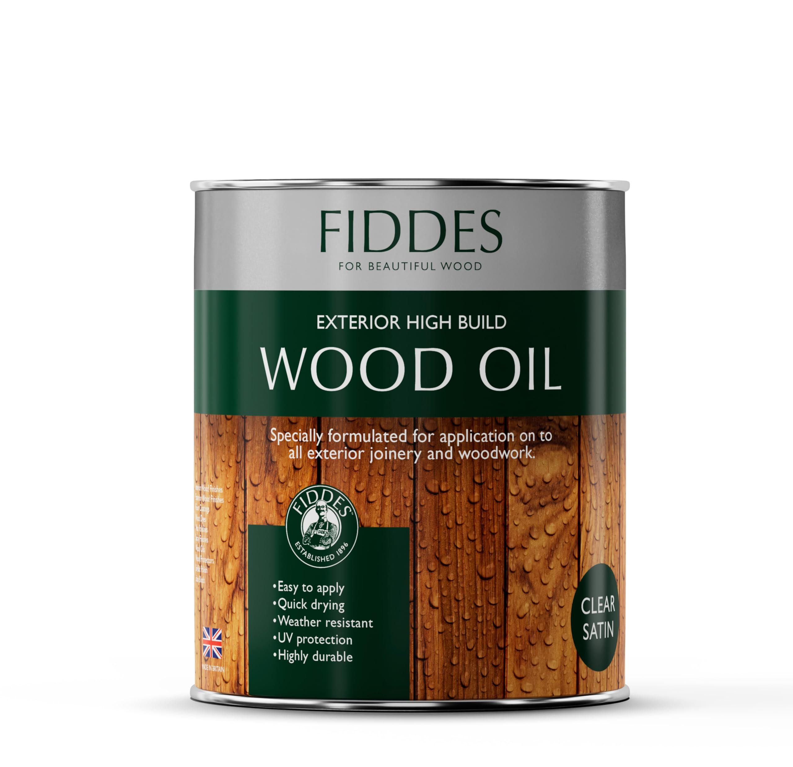 Fiddes Clear Satin Exterior High Build Wood Oil 1 Litre