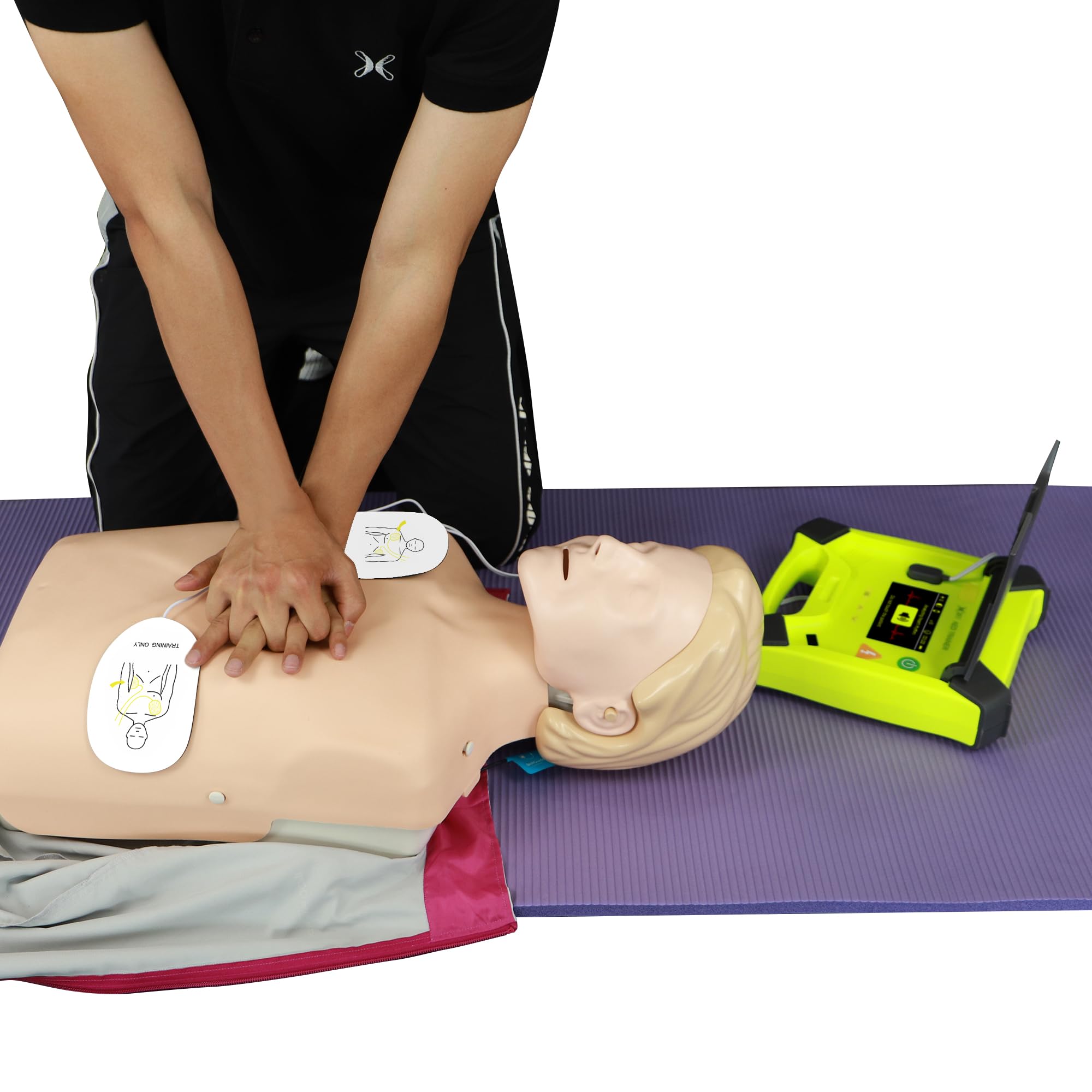 Dispositivo professionale DEA Defibrillatore Simulatore con schermo CPR, 10 scenari di allenamento, istruzioni vocali tedesco/francese/inglese/olandese per allenamento AED con telecomando (XFT 120G)