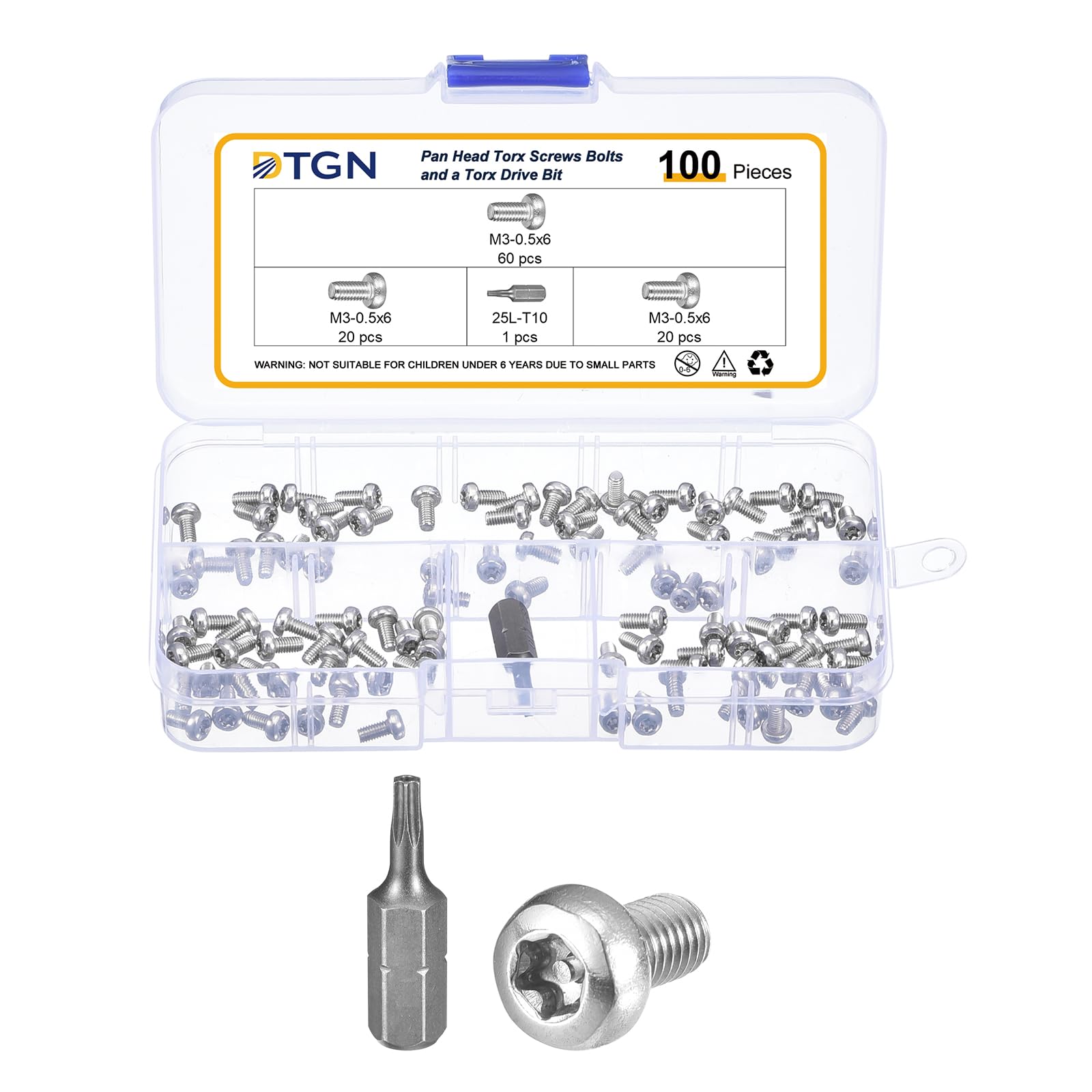 DTGN M3x6mm Pan Head Torx Security Screws, 100Pack, Good for Machinery