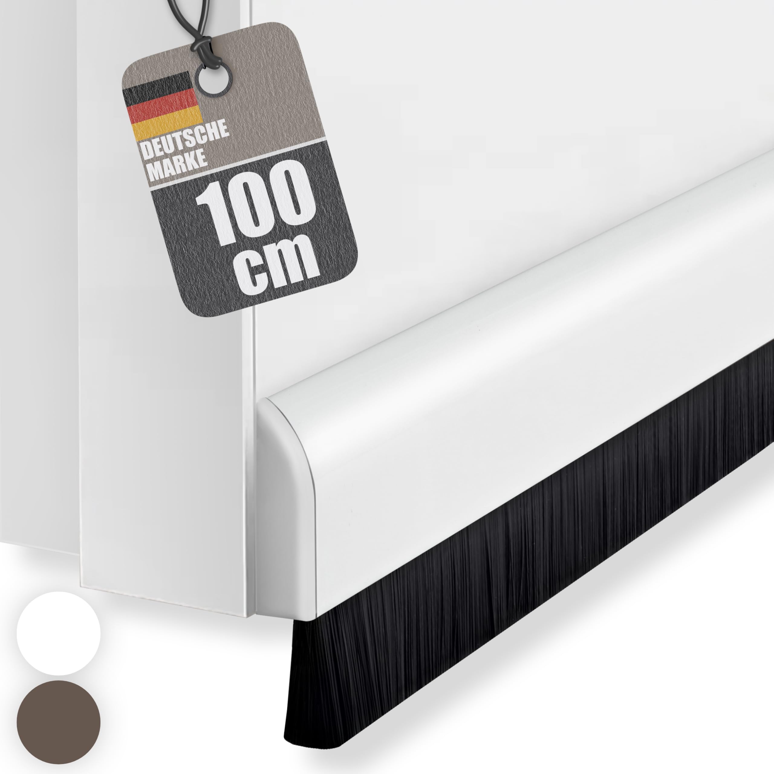 Türleiste mit Bürste selbstklebend 100 cm, weiß - Türbodendichtung, Zugluftstopper