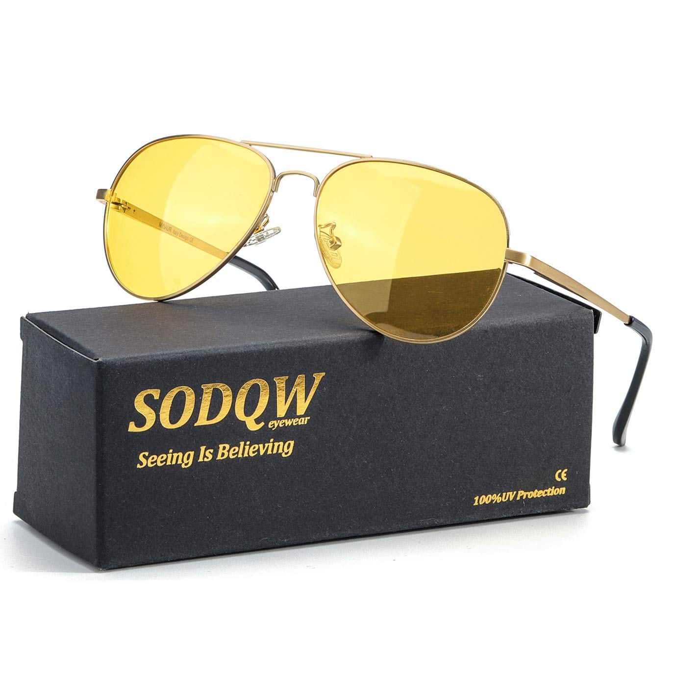 Buy SODQW Aviator NightVision Driving AntiGlare Glasses, HD Sight