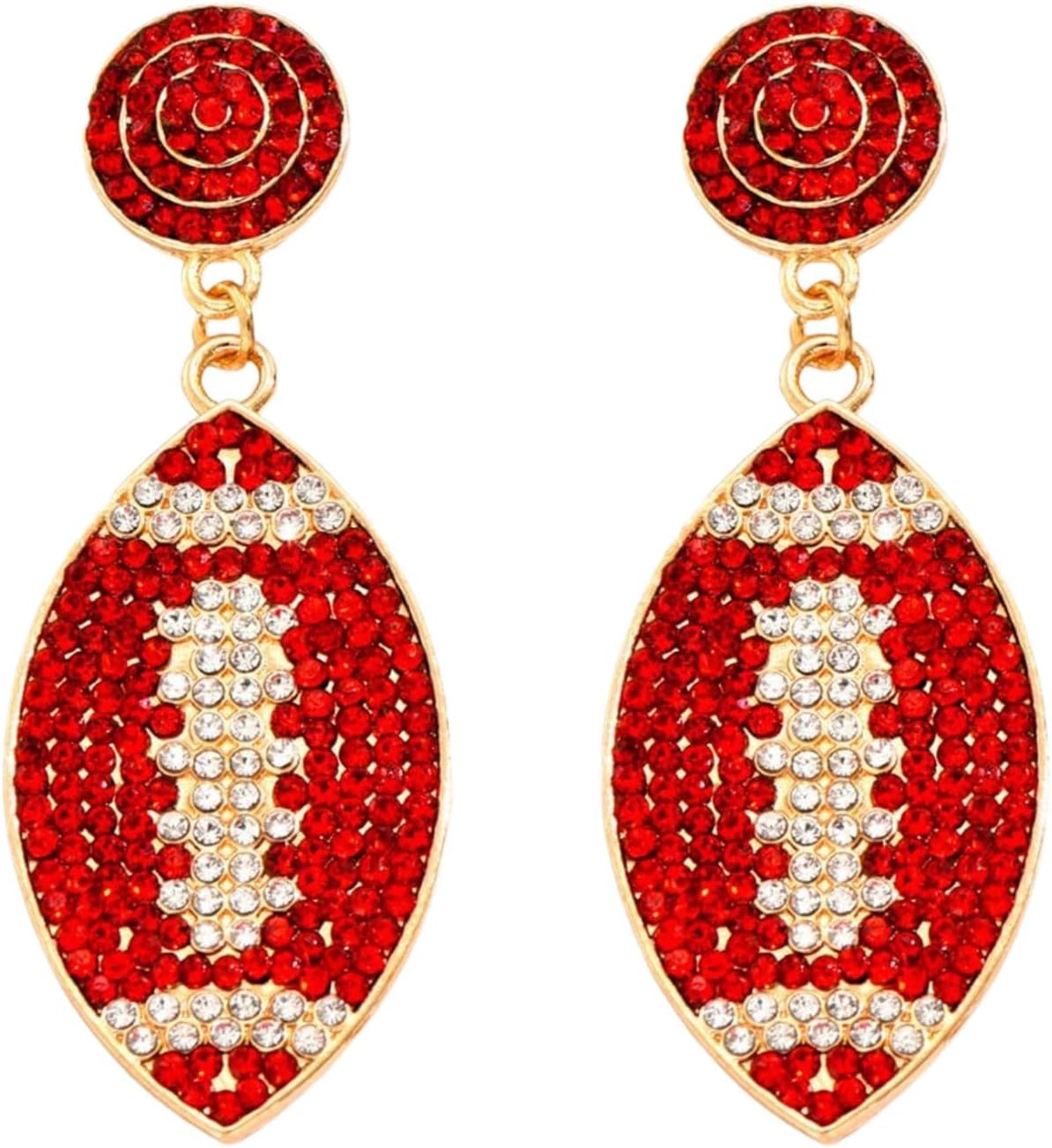 Sparkly Rhinestone Football Earrings Game Day Football Drop Dangle Sports Earrings for Women