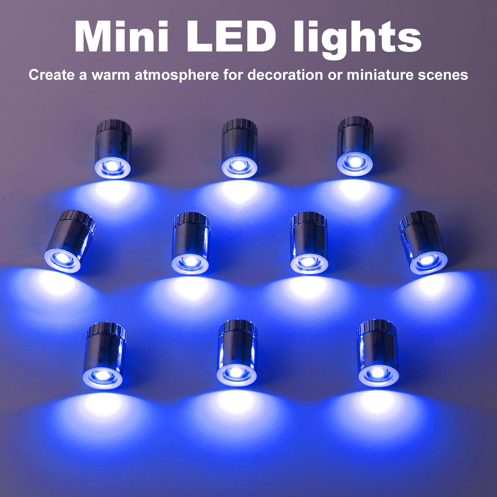 10 stuks mini-ledverlichting, klein ledlicht met batterij, micro-ledlampen, kleine speelgoedlamp, geschikt voor het decoreren van poppenhuizen, doe-het- zelf model (warm wit licht