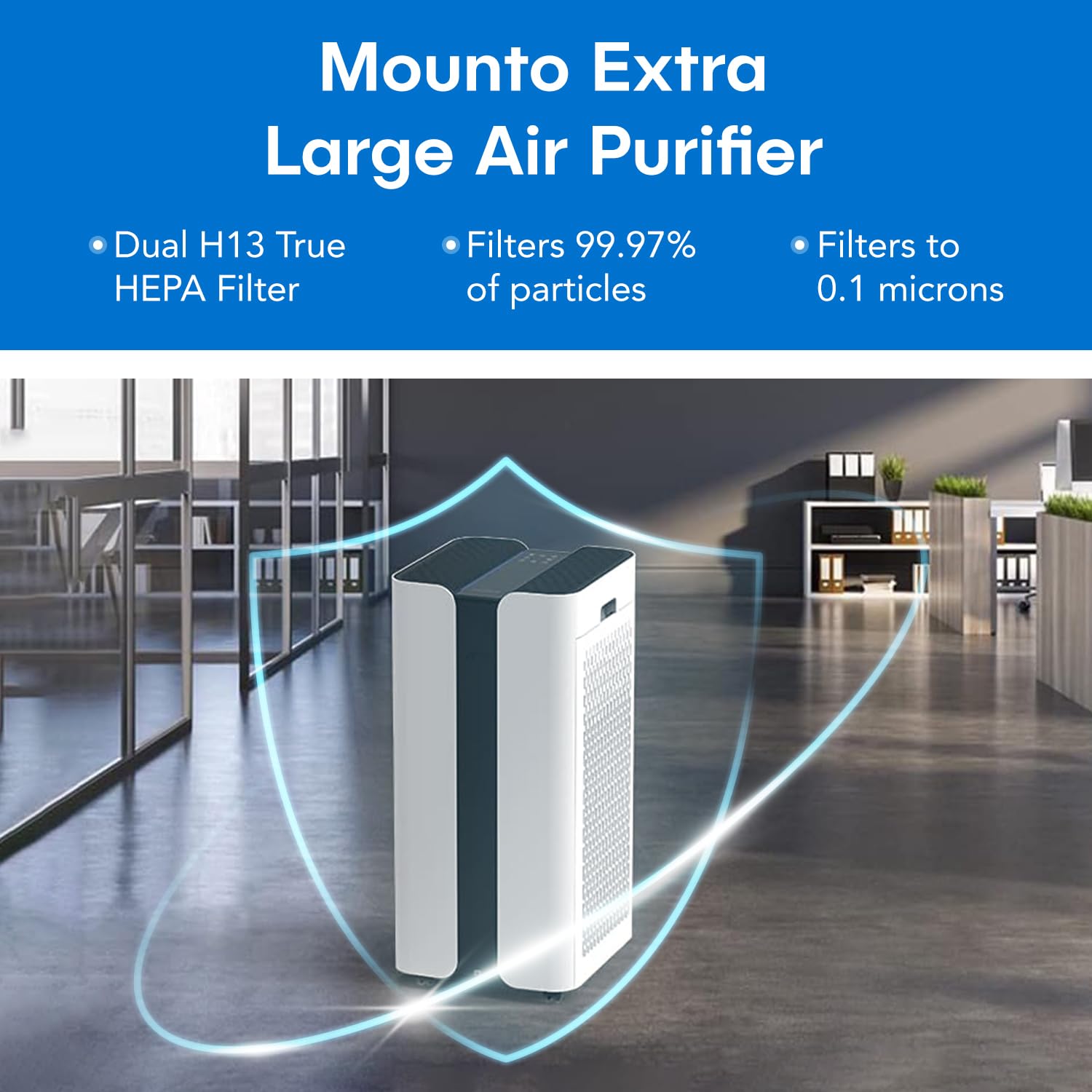 MOUNTO 600cfm Large Air Purifier for Whole Home, Pet Hair Purifier with HEPA Filter, Covers 3000sqft, Remove 99.97% Smoke, Pollen, VOCs - Commercial Air Cleaner for Office, Classroom, Large Room