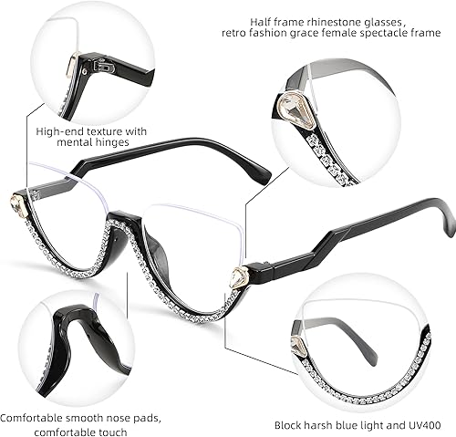 Miniatura 10 de FEISEDY Gafas de bloqueo de luz azul para mujer con incrustaciones de ojo de gato antifatiga ocular B2995