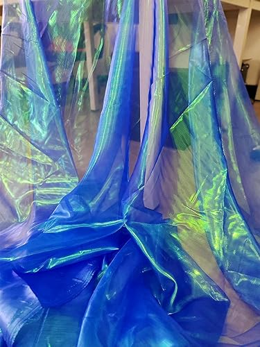 Miniatura 5 de Tela de encaje de organza con gradiente láser de arcoíris mágico de 3 yardas, tela de gasa holográfica iridiscente para vestido de boda, cortina,
