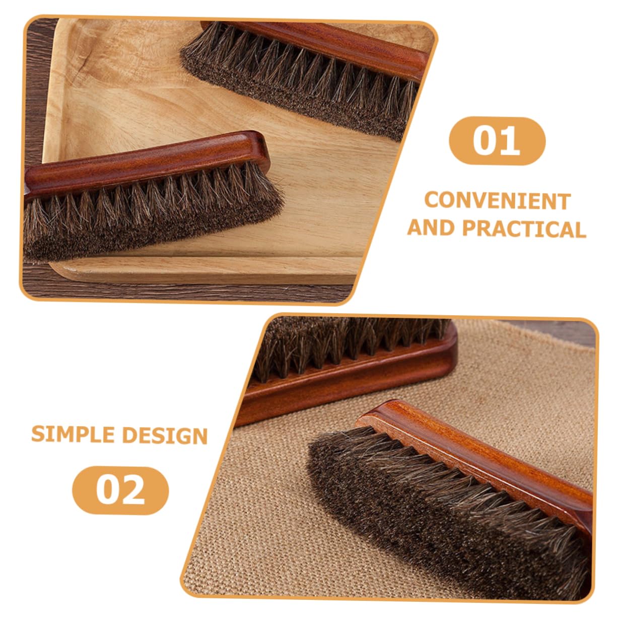 LIFKOME 8pezzi Spazzola Per Scarpe Con Setole Di Cavallo Per Pulizia e Lucidatura Manico Ergonomico e Materiale Resistente Per Scarpe Pelle e Stivali