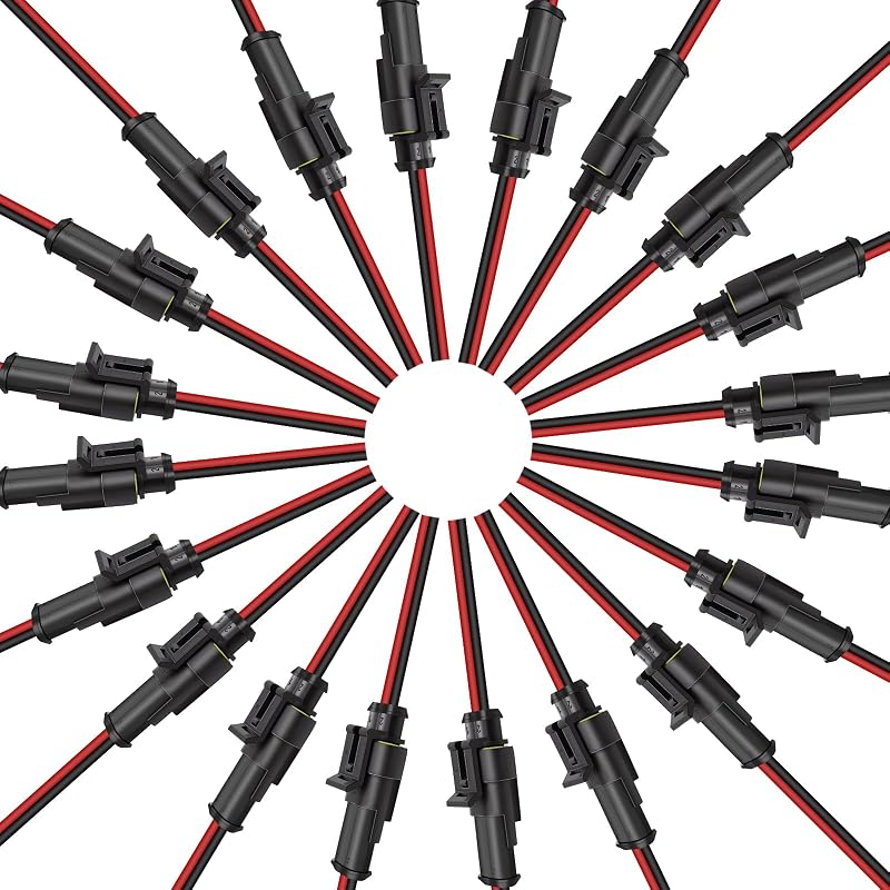 Conector elétrico automotivo à prova d’água BFXM de 2 pinos, 16 AWG – Conjunto com 20 unidades