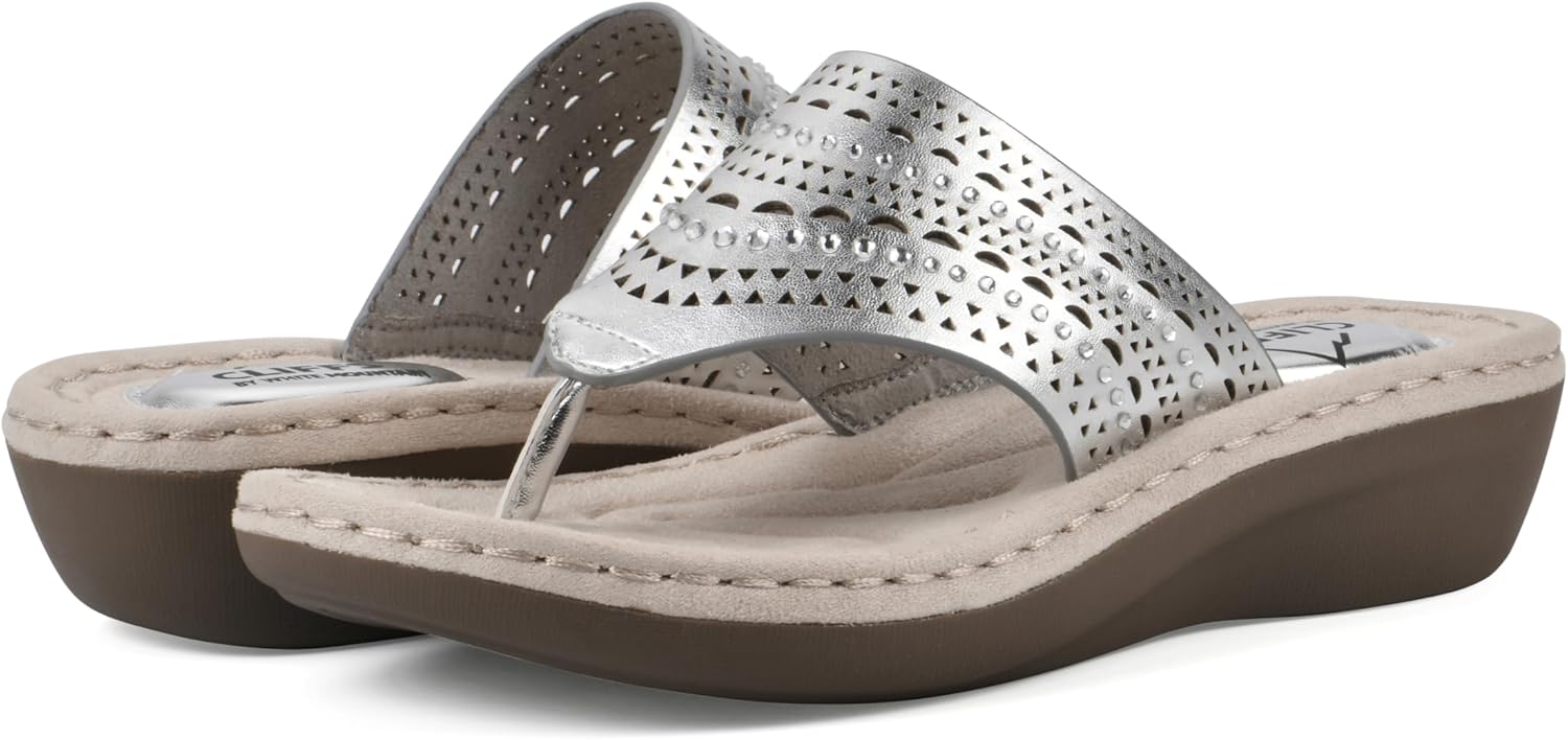 CLIFFS BY WHITE MOUNTAIN Women's Comate Rhinestoned Mini Wedge Flip Flop Sandal - Image 2