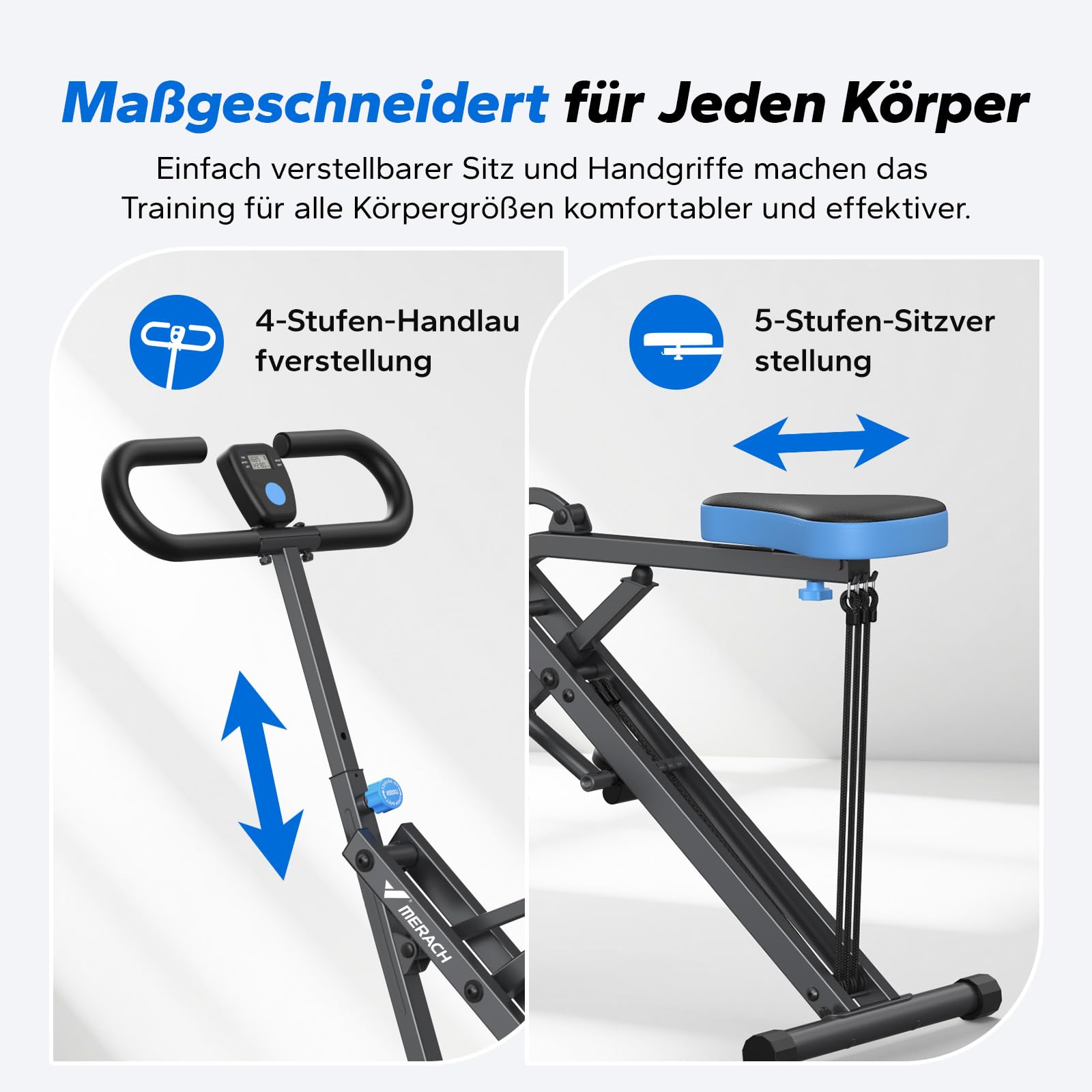 MERACH 2 IN 1 Kniebeugen Rudergerät Faltbare Kniebeugenmaschine, Glute Machine für den Gesäß, Bein und Core Training, 10Min Aufbau für Zuhause und Fitnessstudio, Max 160 KG