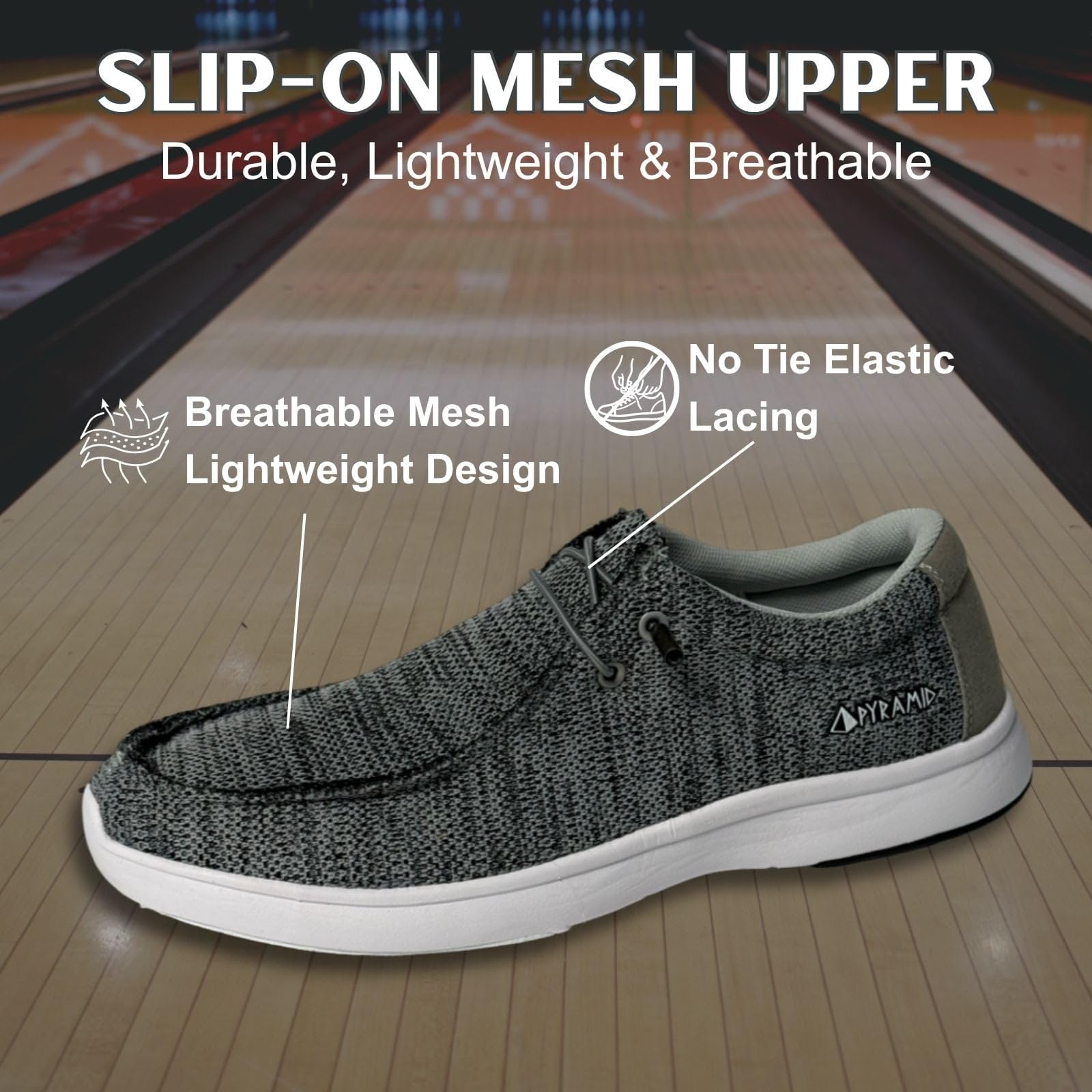 Pyramid Scarpe da bowling da uomo Path Lite senza cuciture, Grigio statico, 41.5 EU