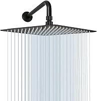 Vista 9 de NearMoon Cabezal de ducha de lluvia cuadrado con brazo de extensión, ducha grande de acero inoxidable, cobertura de cuerpo completo