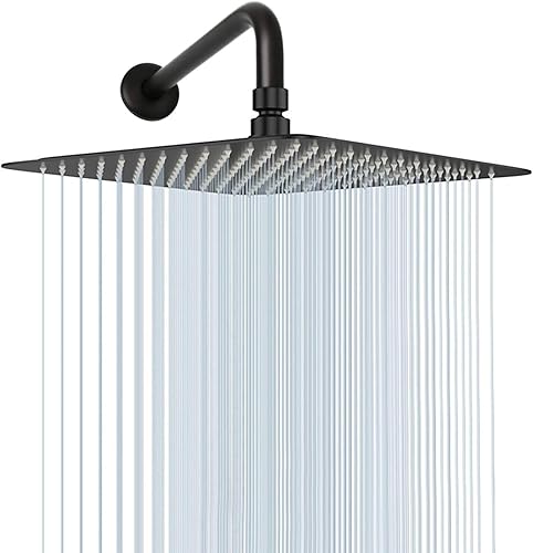 Miniatura 9 de NearMoon Cabezal de ducha de lluvia cuadrado con brazo de extensión, ducha grande de acero inoxidable, cobertura de cuerpo completo