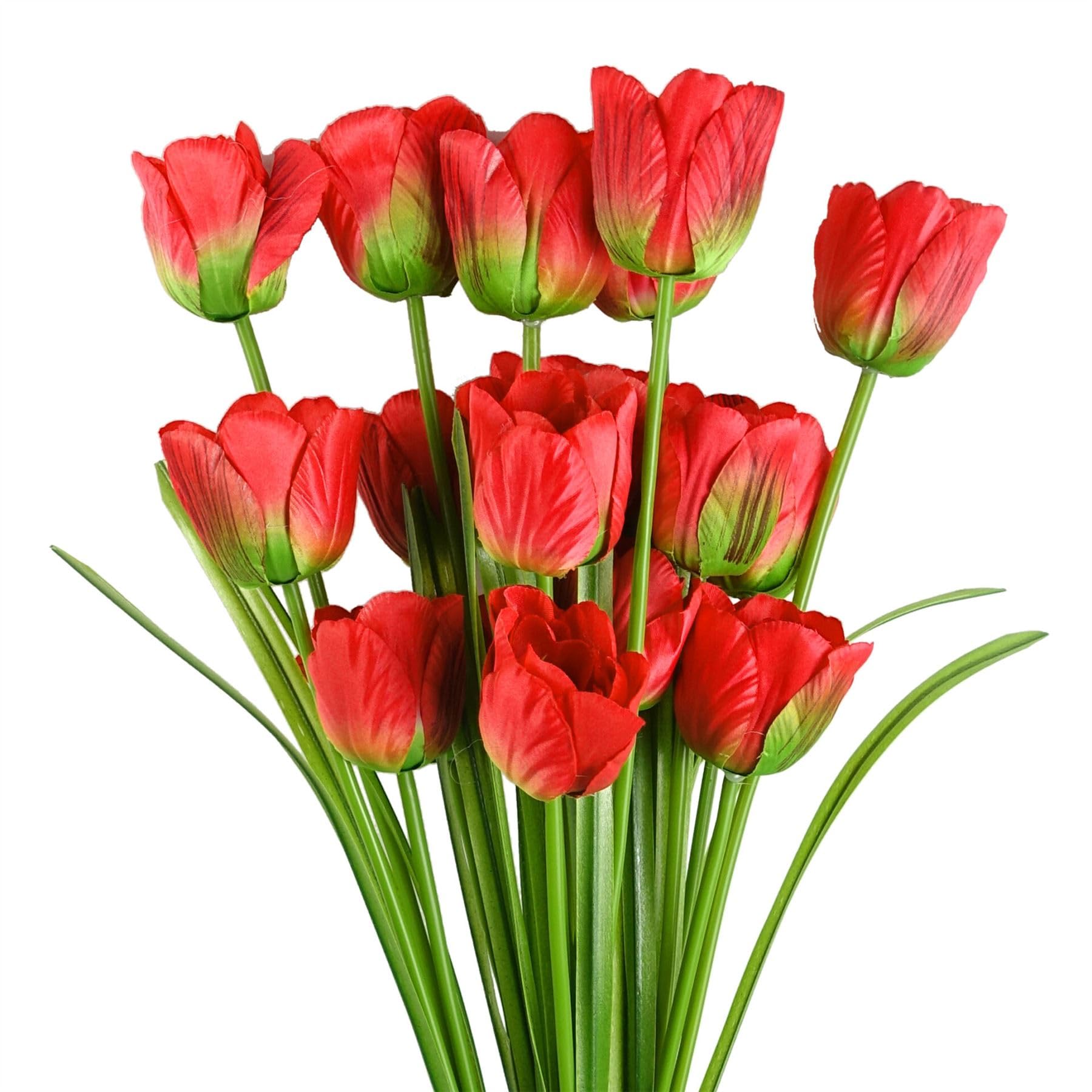 Leaf Red Tulip Artificial Flower - 80cm - 6 Pack
