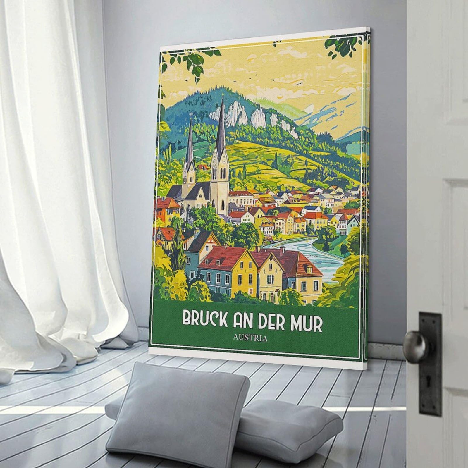 Junmoney Bruck An Der Mur Austria Canvas Wall Decor, 20x30inch(50x75cm), for Lounge Decor, Bedroom Walls Or Flats, Eye Catching Artwork for Blank Walls