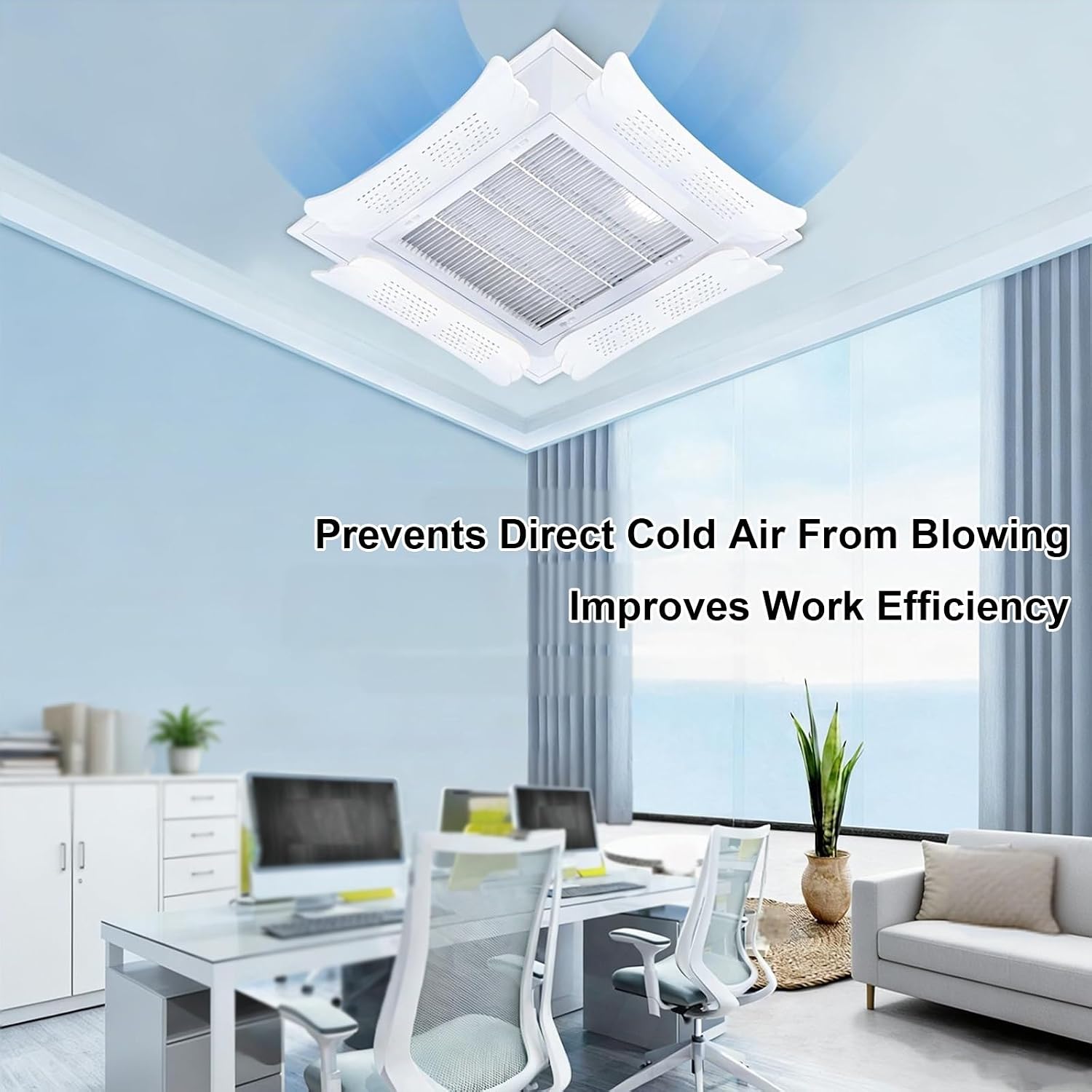 Adjustable Air Vent Deflector Ceiling, Anti Direct Blowing Air Conditioner Deflector Central, Wing Detail Helps Cooling/Heating Air Circulation