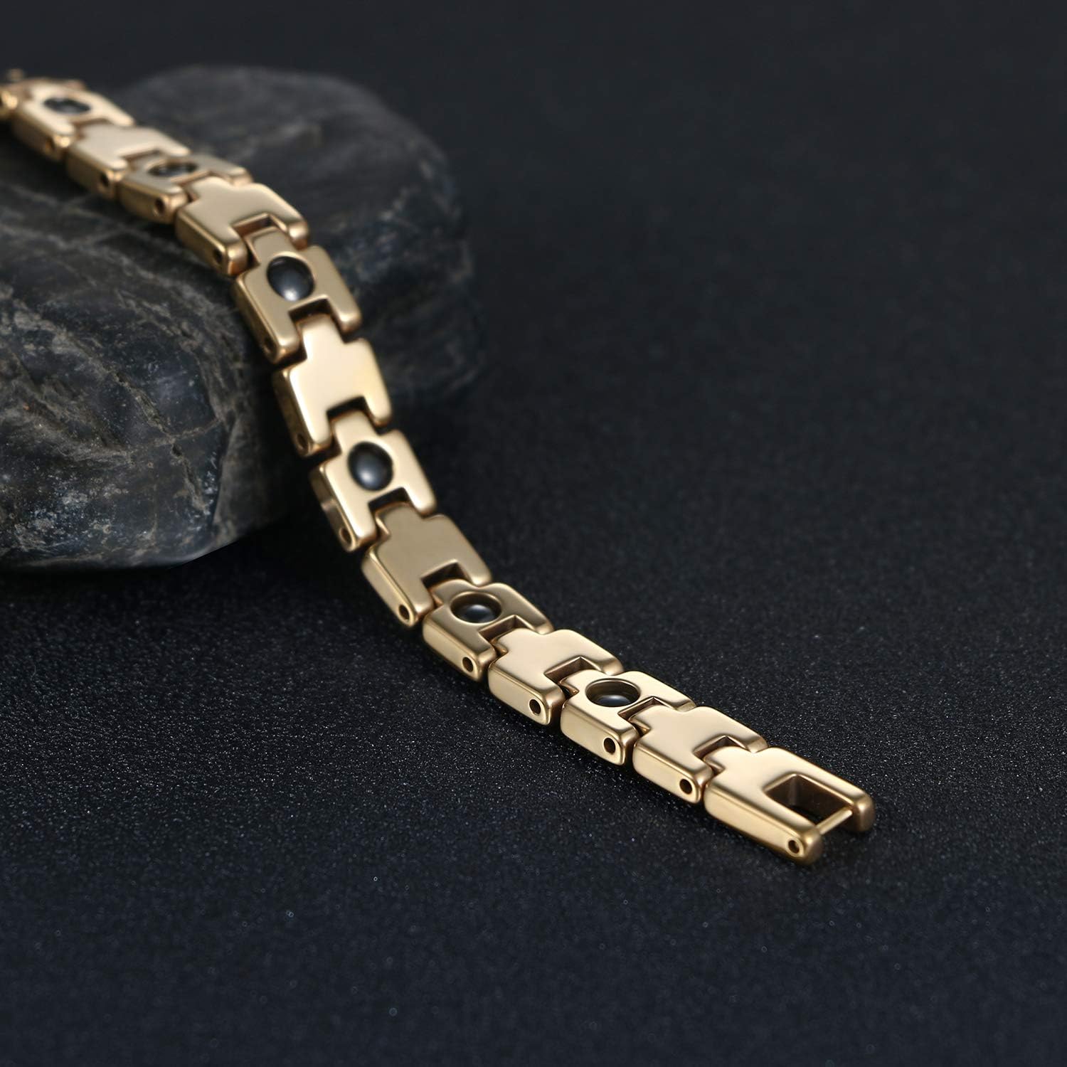 OIDEA Tungsten Womens Elegant Therapy Bracelet, Rhinestone Magnet Inlaid,Rosegold,Gold