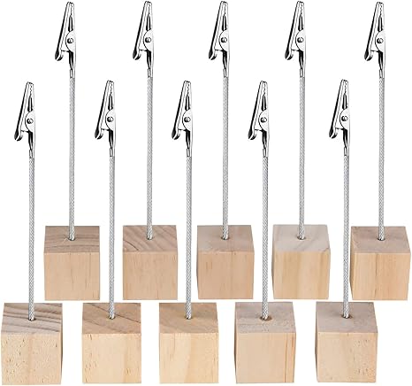 20 Stück Fotohalter Mit Klammern - Holz Ständer Für Fotos, Notizen, Postkarten 11.5cm