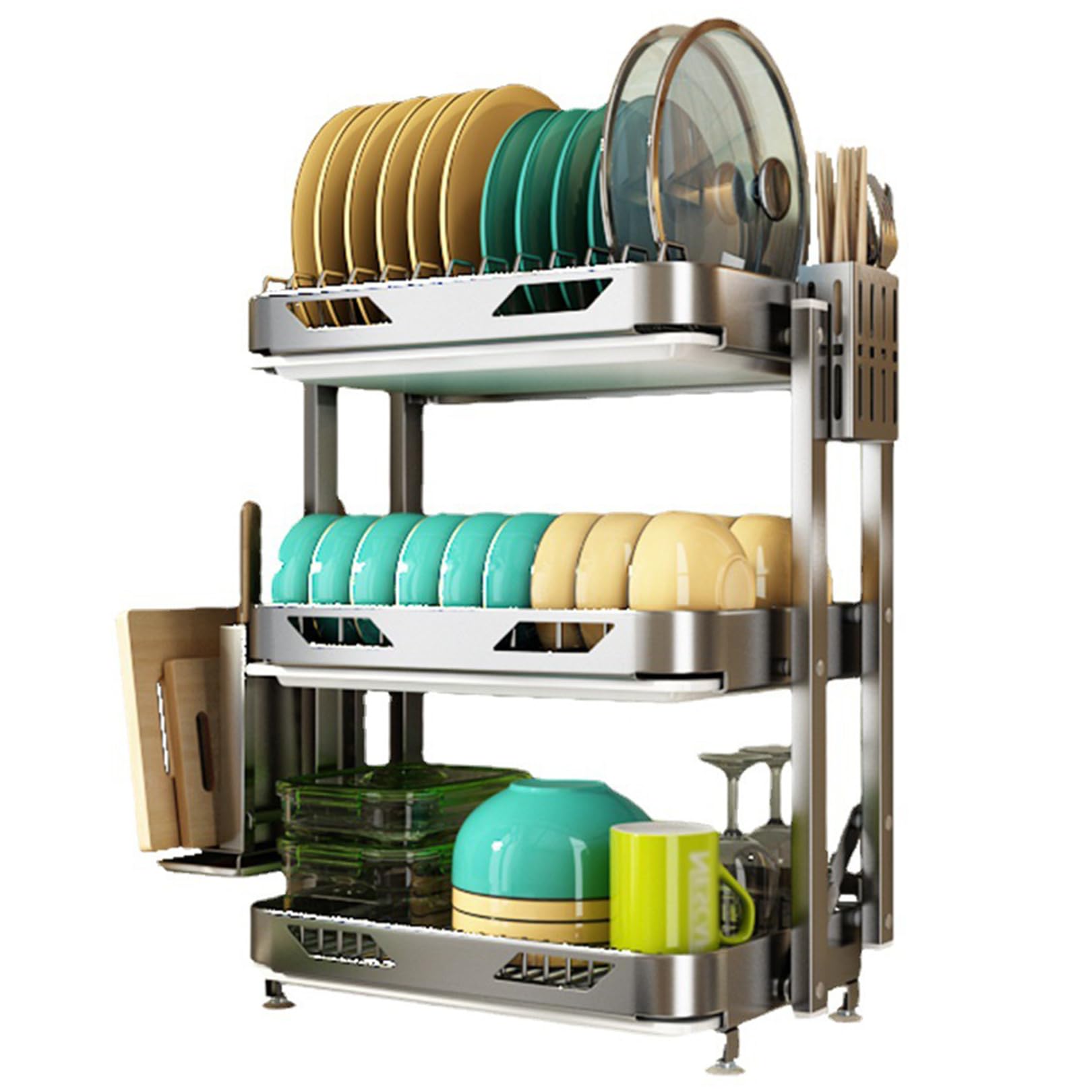 FLYIODFCXV drain rack, 3 Tier with Drip Tray
