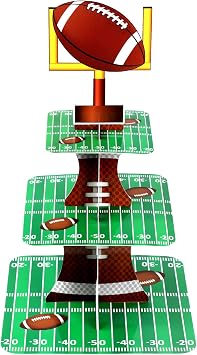 Nuenen Football Theme Party Cupcake Stand Decorations, 3 Tier Cupcake Concession Tower Sports Theme Birthday Dessert Stand Holder for Sports Tailgate Party Supplies Decoration Football