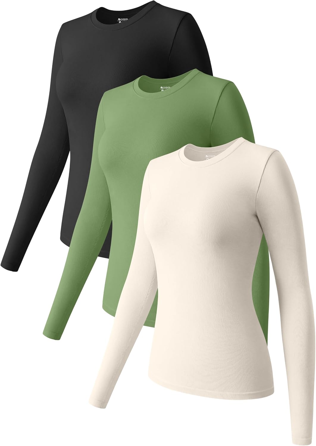 OQQ Womens 3 Piece Long Sleeve Tops Crew Neck Stretch Fitted Underscrubs Layer Tee Shirts 2025 Casual Outfits
