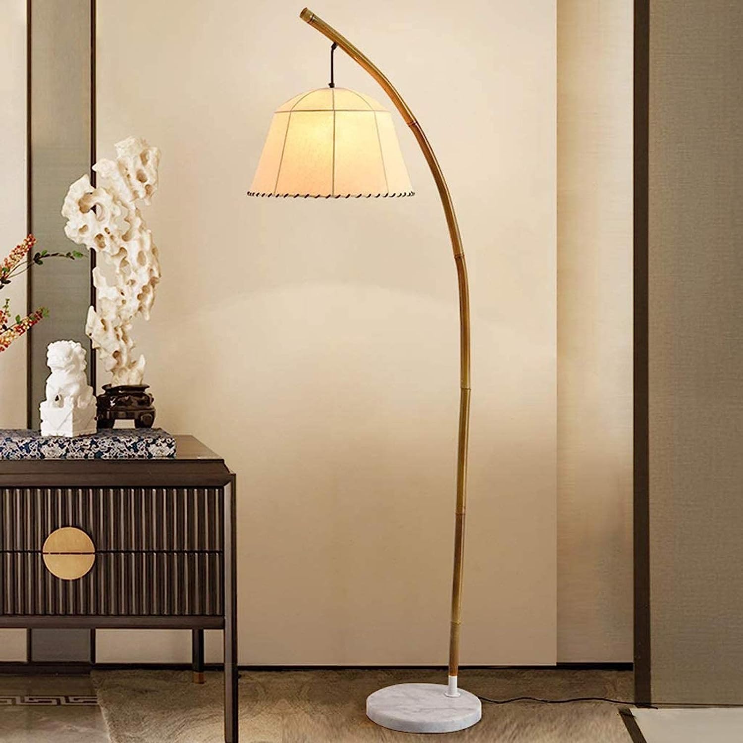 Lampa stojąca Lampy podłogowe Nowoczesna Lampa Podłogowa Do Salonu Bambusowa Lampa Stojąca Z Abażurami Retro Lampa Podłogowa Łukowa Do Sypialni Lampą do Czytania lampa stojąca podłogowa