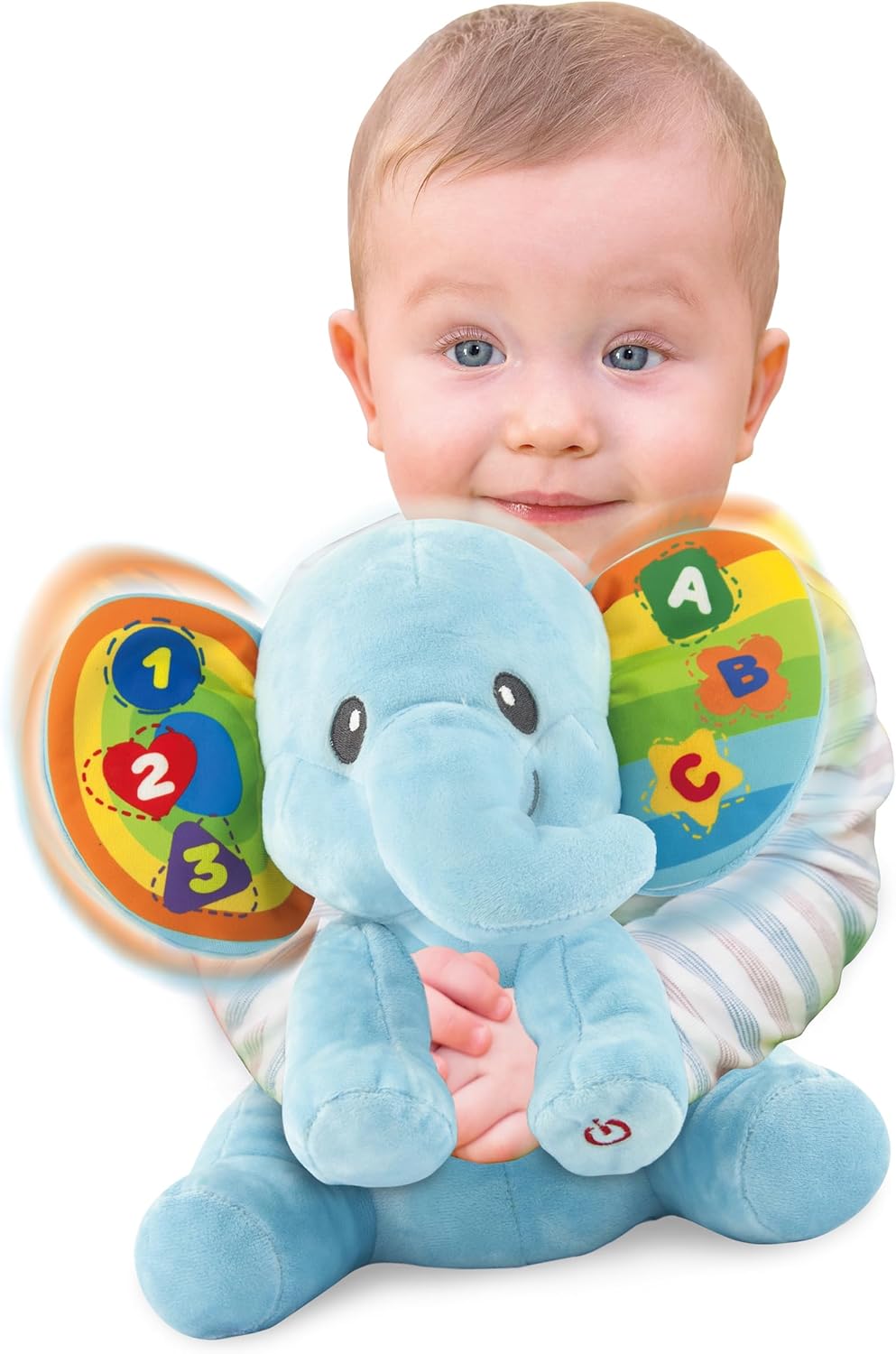 winfun Learn with Me Elephant – Light-Up Musical Plush Toy for Babies, Teaches ABCs, 123s, Shapes & Colors, Interactive Buttons, Moving Head, Sing-Along Sounds – Ages 6 Months+