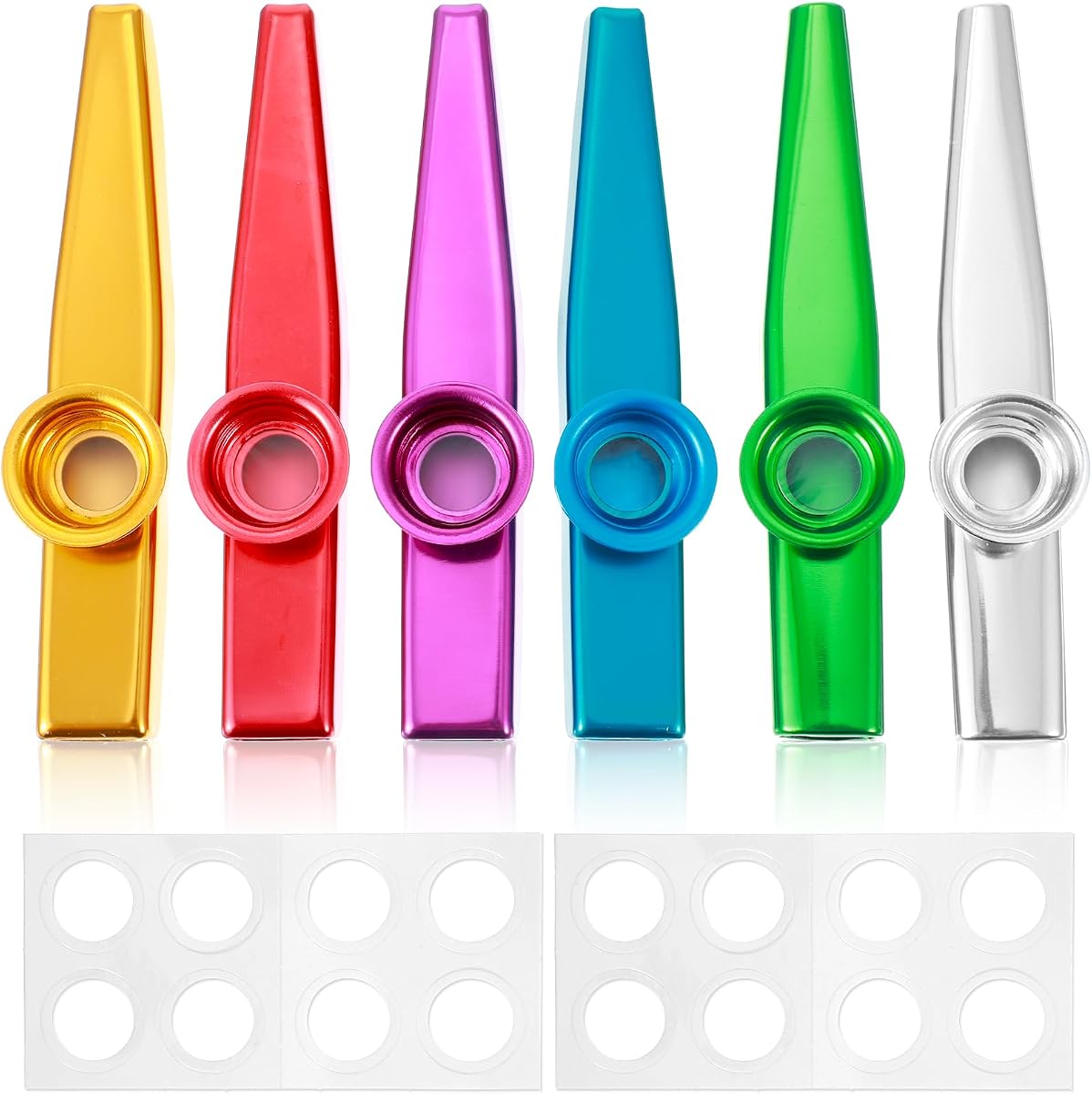 6Pcs Kazoo, Metal Kazoo Professional Musical Instruments, Christmas Party Favors Kazoos Fun Gift for Party, A Good Companion for Ukulele, Violin, Guitar, Piano Keyboard, Colorful