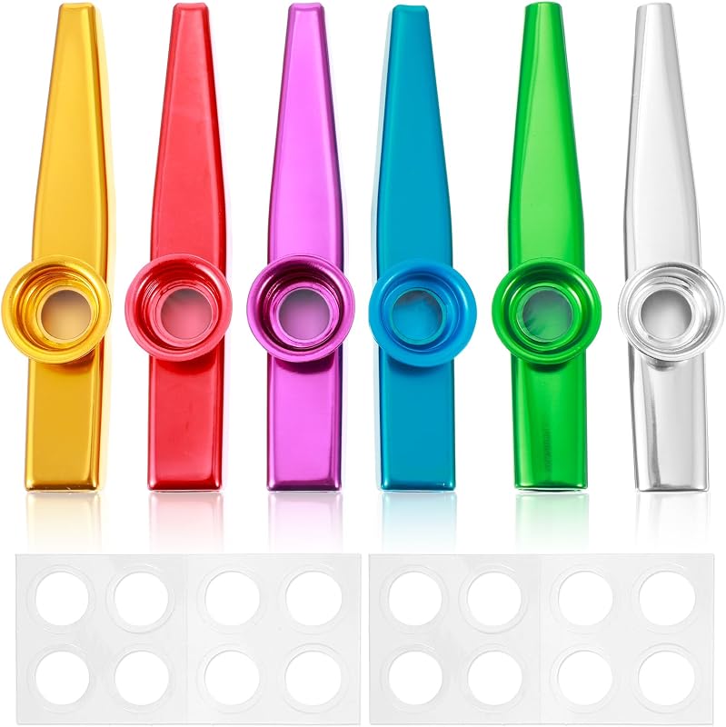 6Pcs Kazoo, Metal Kazoo Professional Musical Instruments, Christmas Party Favors Kazoos Fun Gift for Party, A Good Companion for Ukulele, Violin, Guitar, Piano Keyboard, Colorful