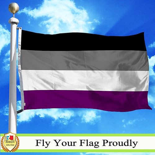 Miniatura 5 de rhungift Bandera de orgullo asexual de 3 x 5 pies, moderada para exterioresinteriores en ambos lados de poliéster 100D, banderas de asexualidad gay