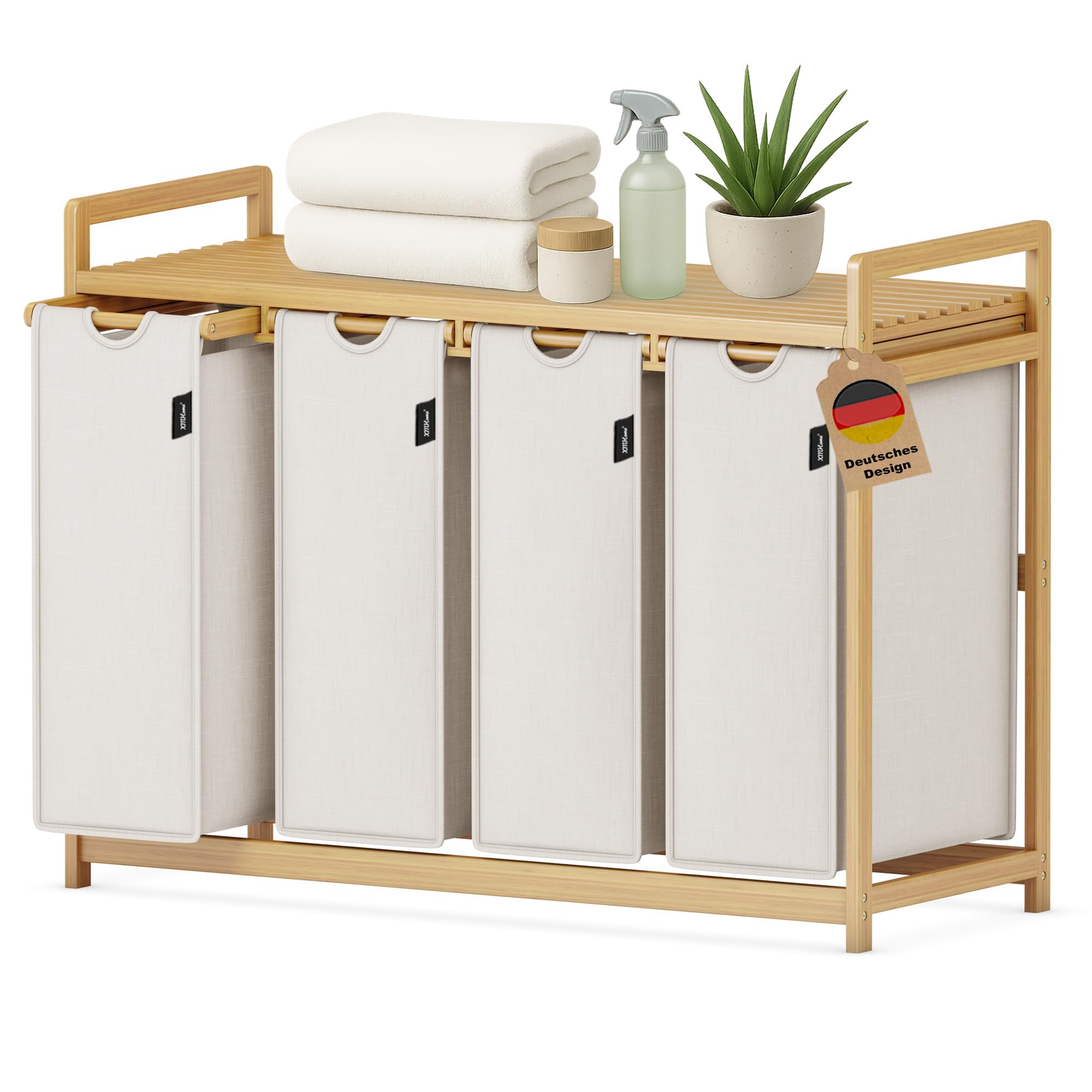Panier à linge moderne en bambou pour organiser la salle de bain et chambre
