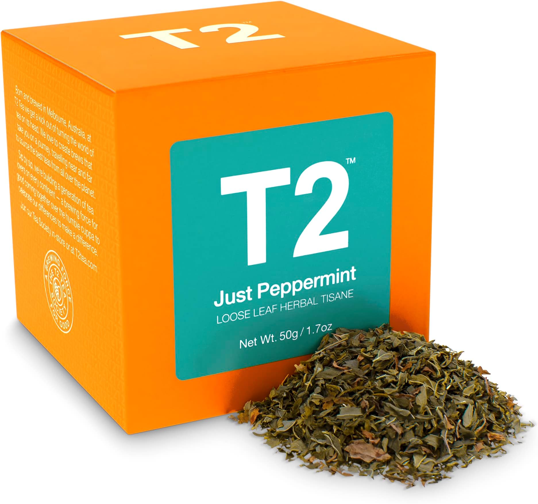 T2 Tea - Just Peppermint Herbal Tea, Loose Leaf Herbal Tea in a Box, 50g (1.7oz)