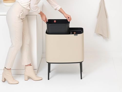 Brabantia Bo Touch Bin - 11 + 23L Inner Buckets (Soft Beige) Waste/Recycling Kitchen Bin - Soft-touch - 6