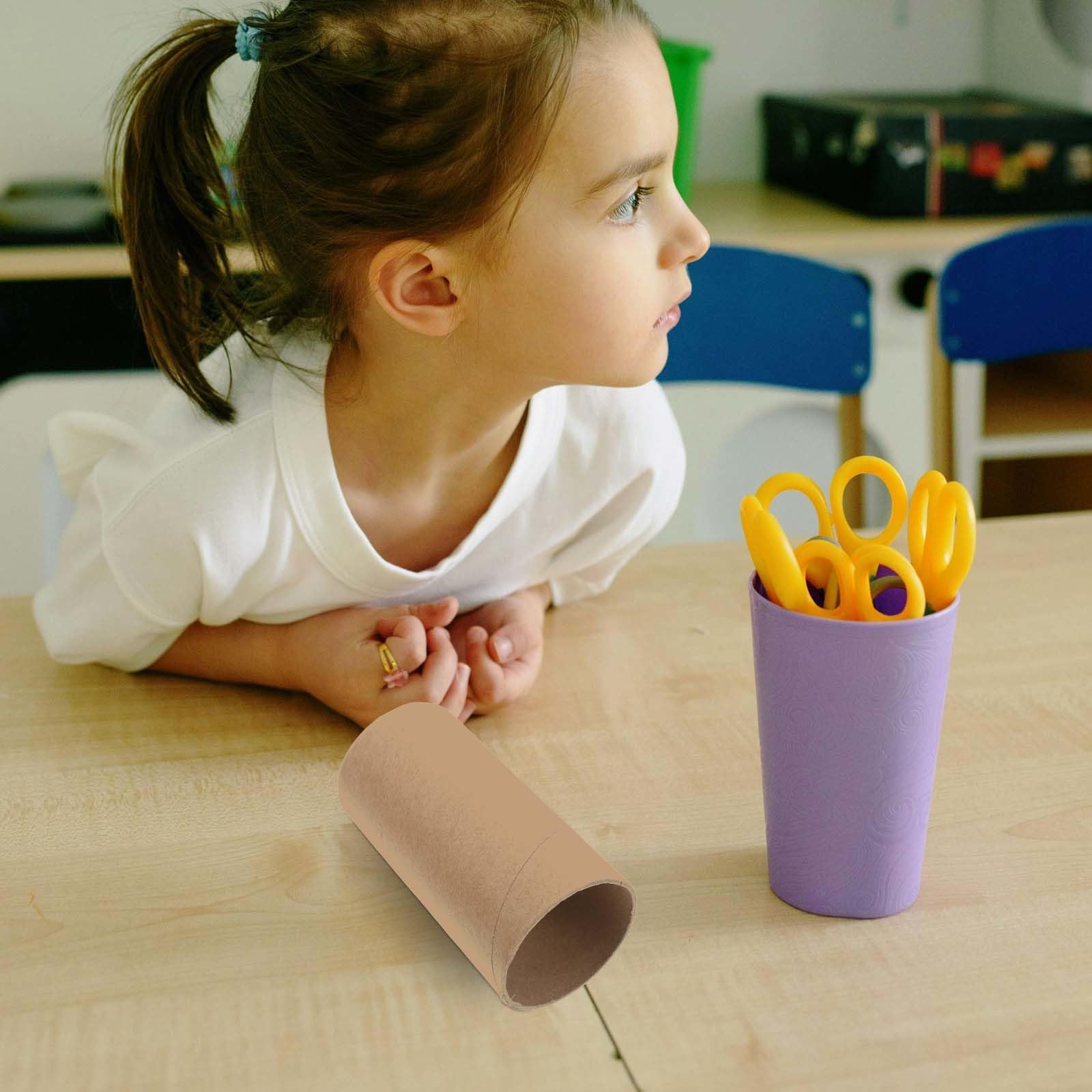 30 tubos redondos para manualidades - Tubos cilíndricos de cartón de 10 x 5,2 cm para manualidades - Rollo de papel de cartón en blanco para pintar - Materiales para infantiles para