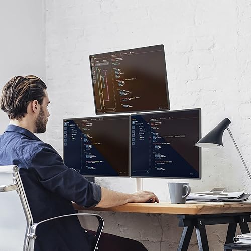 Miniatura 3 de WALI Triple Monitor Stand, Fully Adjustable Three Monitor Desk Mount Fits 3 Screens up to 27 inch, 22 lbs. Weight Capacity per Arm (M003-W), White