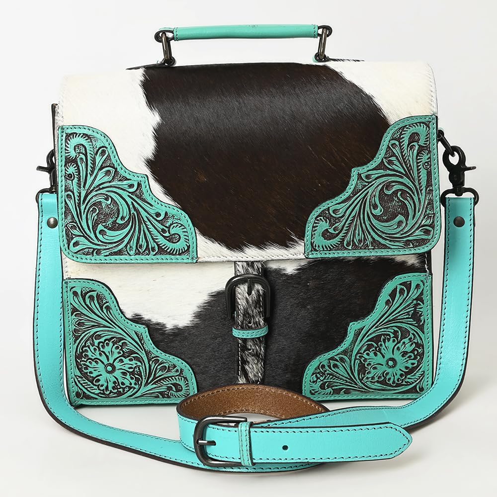 American Darling Briefcase Hand Tooled Hair on Genuine Leather Western Women Bag Handbag Purse | Travel Bags College Casual