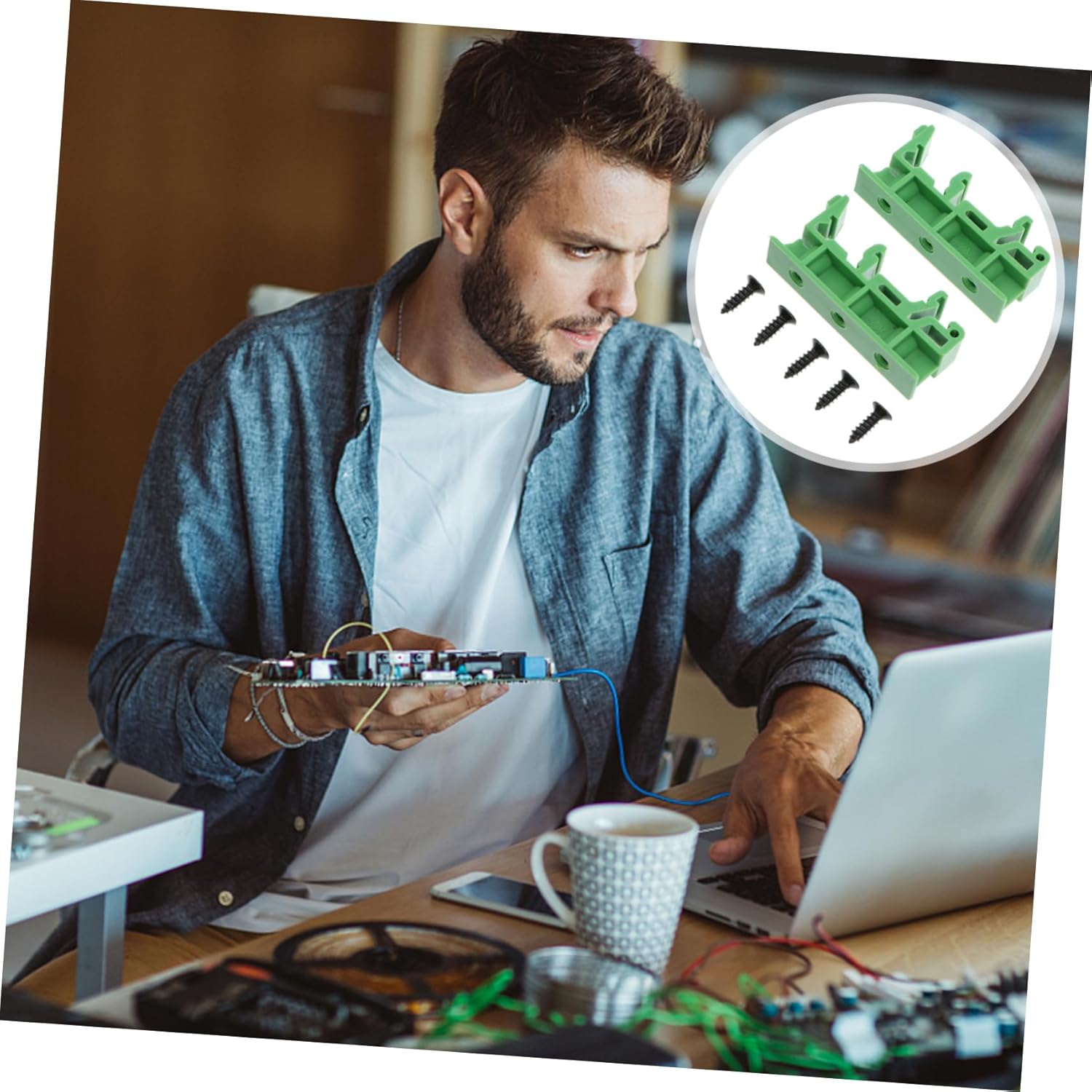 Gatuida 30sets Din Rail Holder Bracket Electronics Mounting Board PCB Din Rail Adapter Terminal