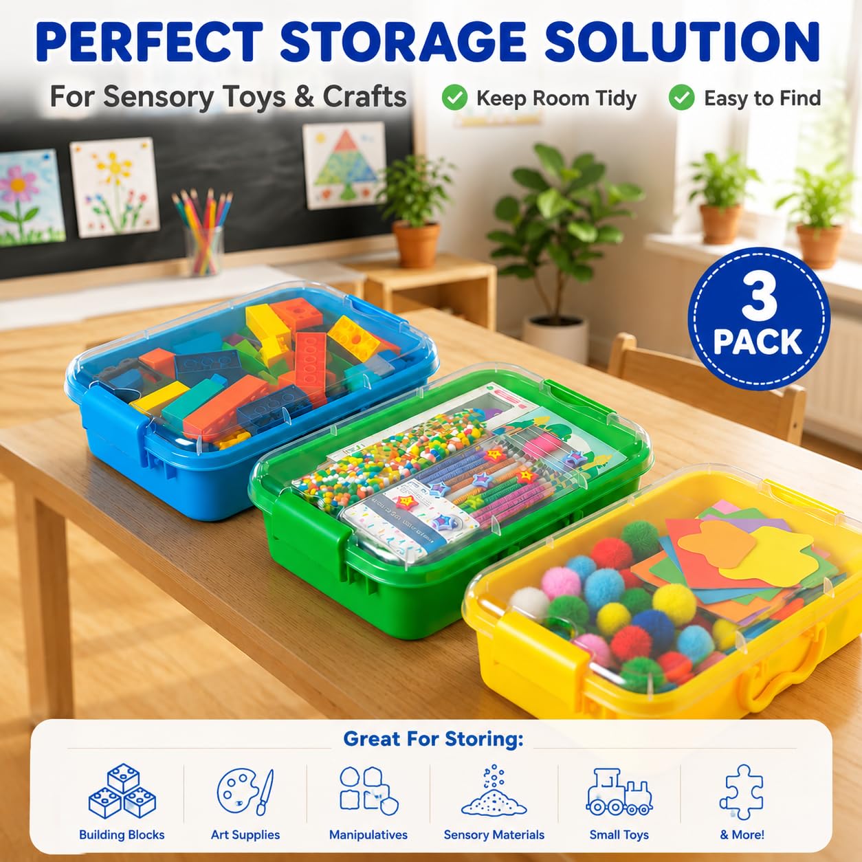 Toddler Sensory Bin Set - 3 Lidded Bins -7