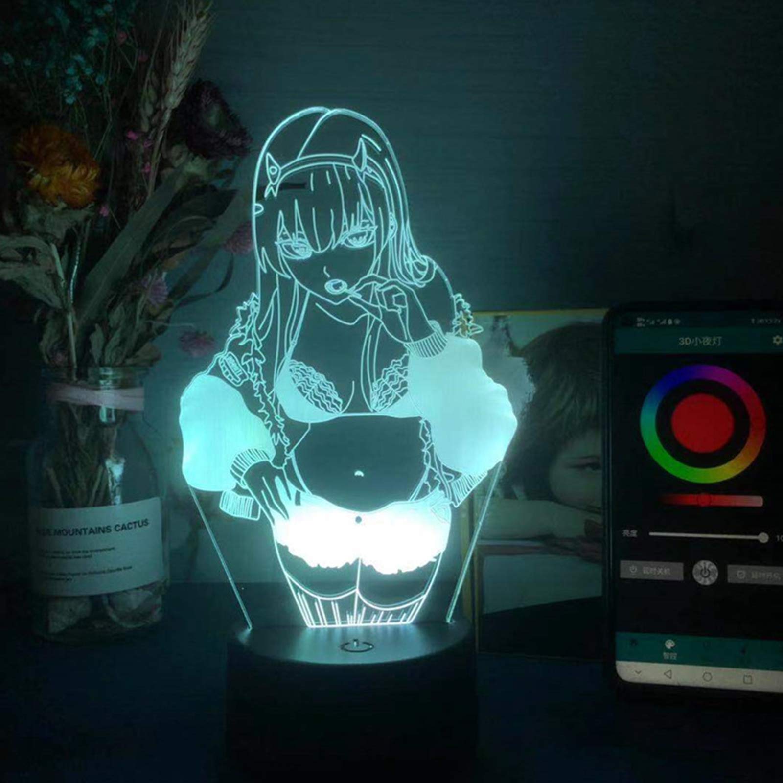 Anjinguang Type7 3D Illusion Lamp Anime Zero Two 002 Darling In The Franxx 3D Anime Lamp Led Illusion Nightlights Lighting Lamp Led Night Light For Kids