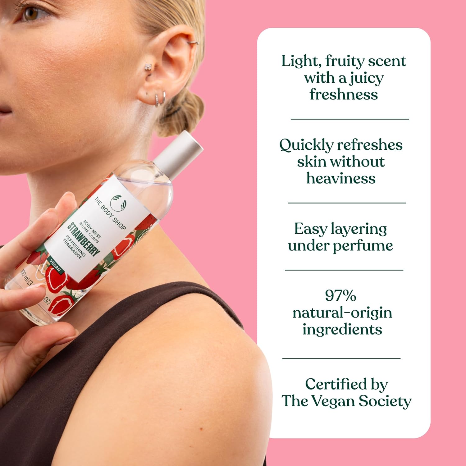 The Body Shop Strawberry Body Mist – Refreshes and Cools with a Sweet Fruity Scent – Vegan – 3.3 oz - Image 5
