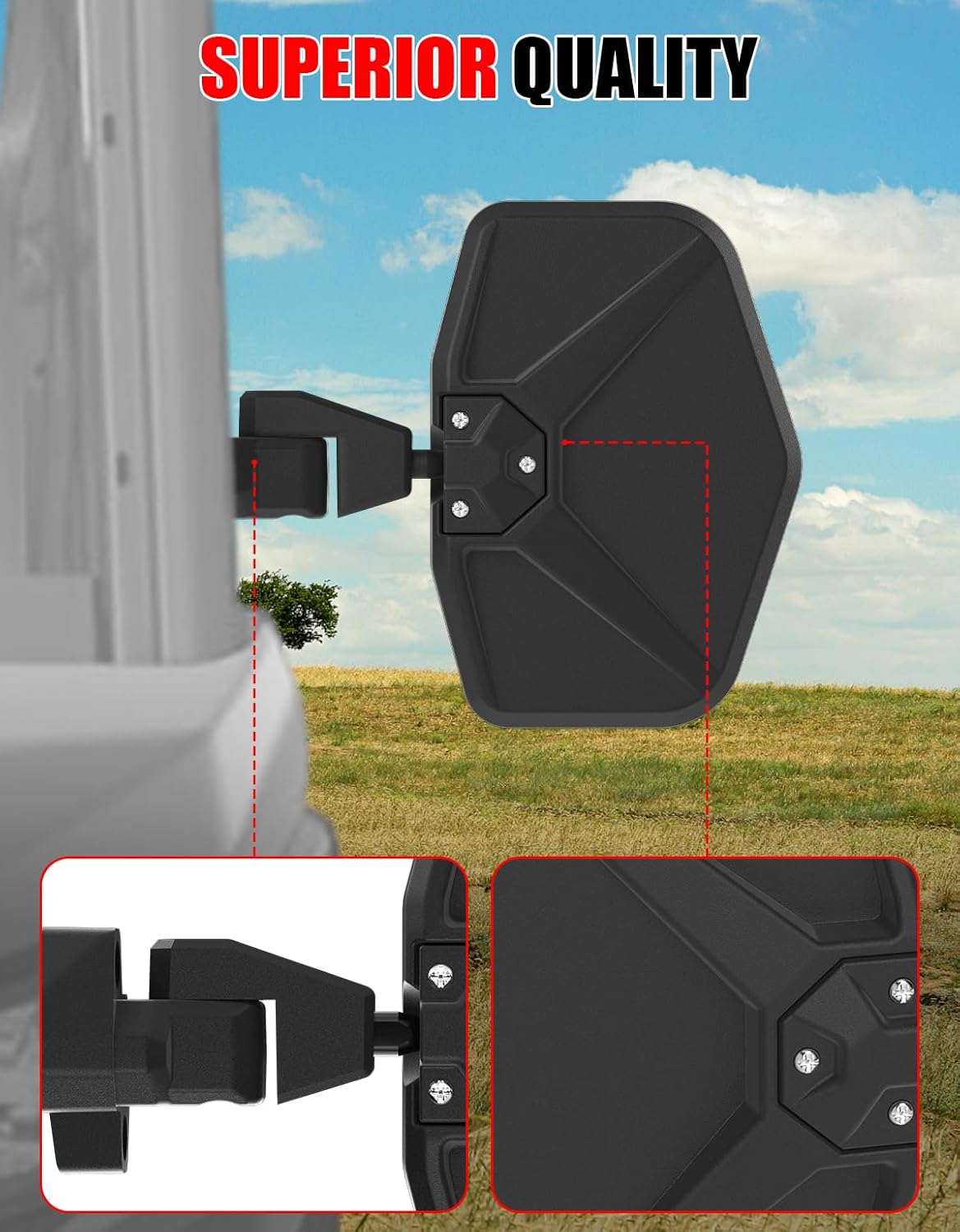 2PCS Side Mirrors for Can Am Defender, Wider Adjustable Rear View Mirror UTV Clear Side Rearview Mirror Compatible with Can-Am Defender/Defender MAX HD5 HD8 HD10 2016-2025 Accessories