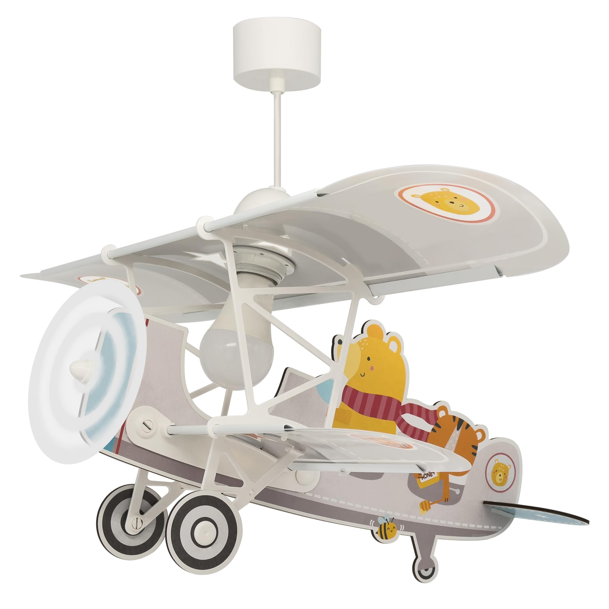 DALBER Lampada da soffitto a sospensione per bambini Teddy, Orso, 54522, E27-15W, grigia, lampade per bambini, cameretta, si illumina al buio | E27 - 15 W; cameretta dei bambini; lampade per bambini; brilla al buio; Teddy