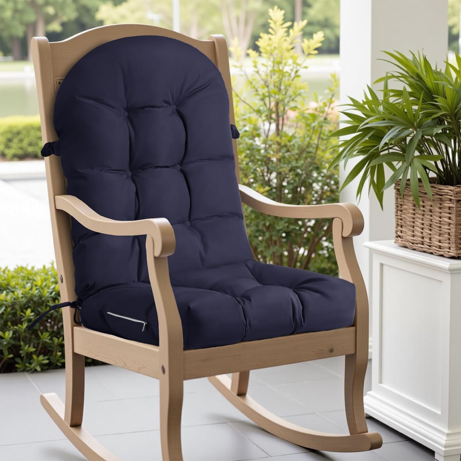 Cojín para Mecedora de Chaise Longue Respaldo Alto con Corbata Impermeable