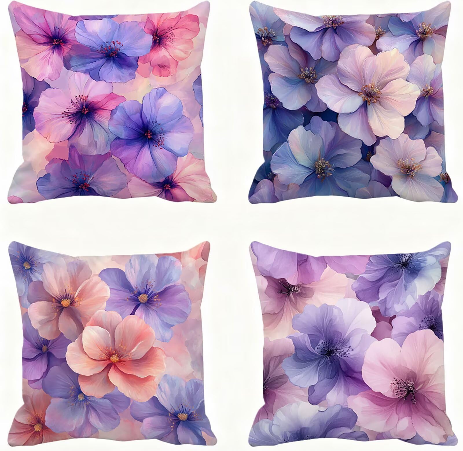 Violet Housse Coussin 60x60 Rose Taie Oreiller 60x60 Lot de 4 Super Doux Protege Oreiller 60 x 60 Decoration Automne Taie D'oreiller Carrées Coussin Canape, pour Maison Chambre Canapé Chaise E - 667