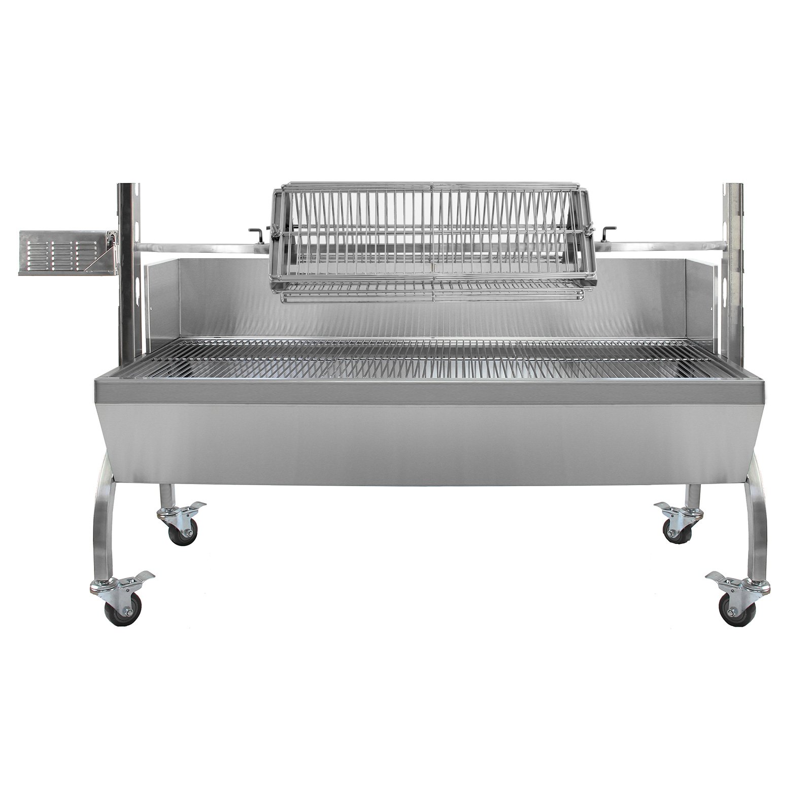 KuKoo Rôtissoire à Charbon en Acier Inoxydable Robuste pour 90kg de Viandes et Accessoire Grill de Rôtissage