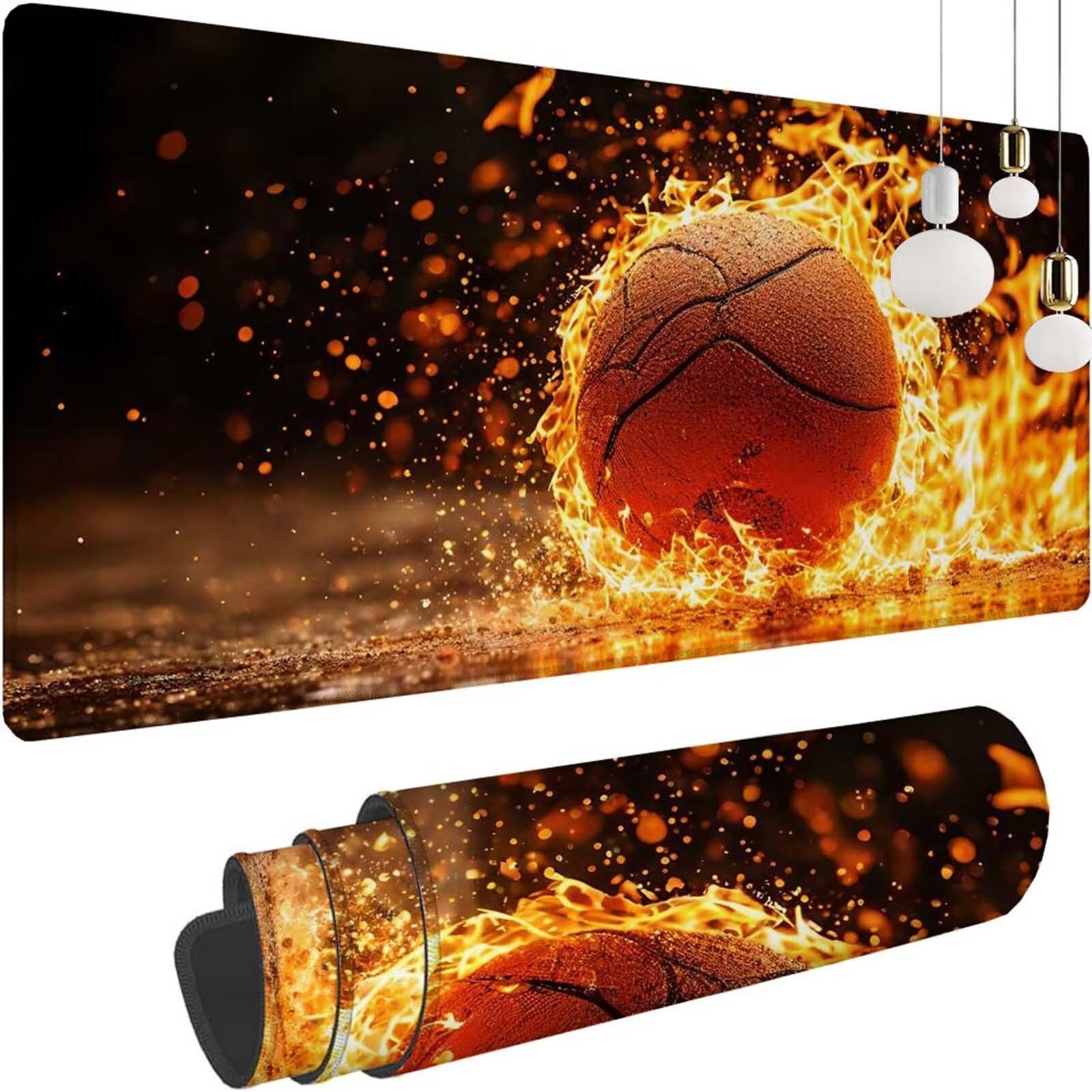 Czarna podkładka pod mysz do koszykówki XXL, 1400 x 600 x 3 mm, podkładka pod mysz Speed Gaming, podkładka na biurko z antypoślizgową gumową podstawą, duża podkładka pod mysz, akcesoria gamingowe