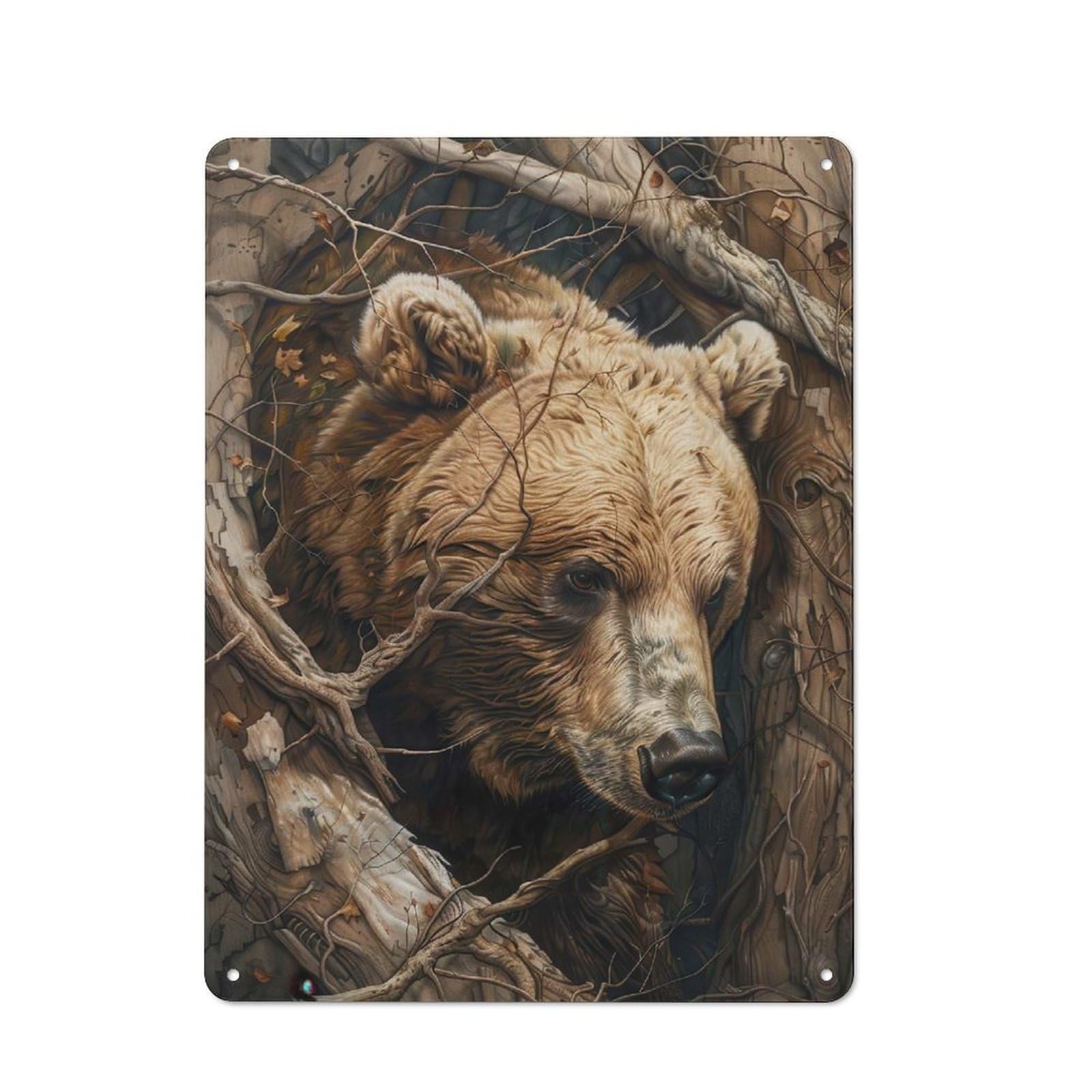 Metal Wall Sign 40x30cm Featuring Ethereal Bear for Garage Or Workshop, for Garage, Workshop And Man Cave Decoration