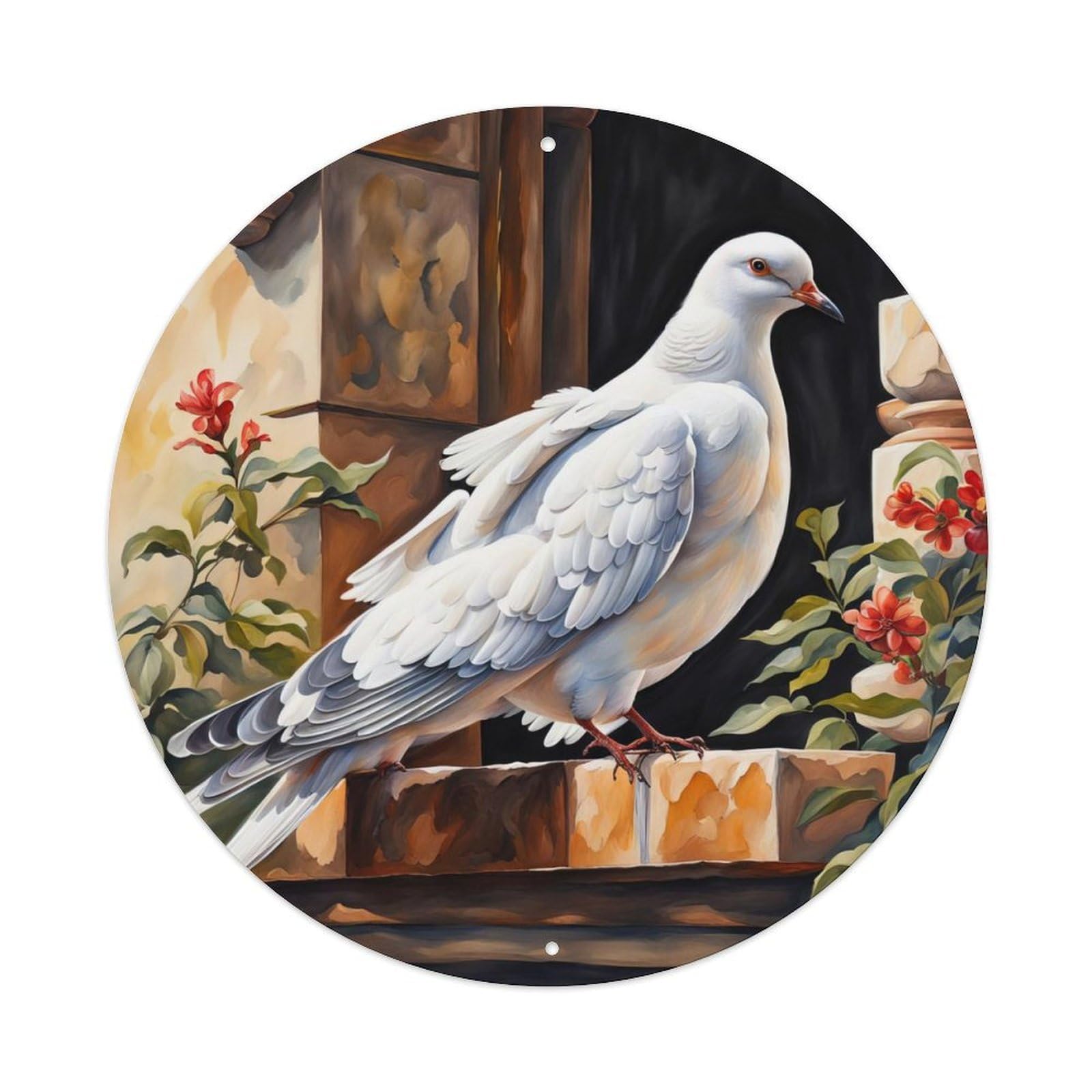 Animal Artwork Pigeons by The Window Vintage Metal Tin Sign Plaque Wall Decor for Cafe, Club Bar, Office, Garden Metal Poster 8x8Inch